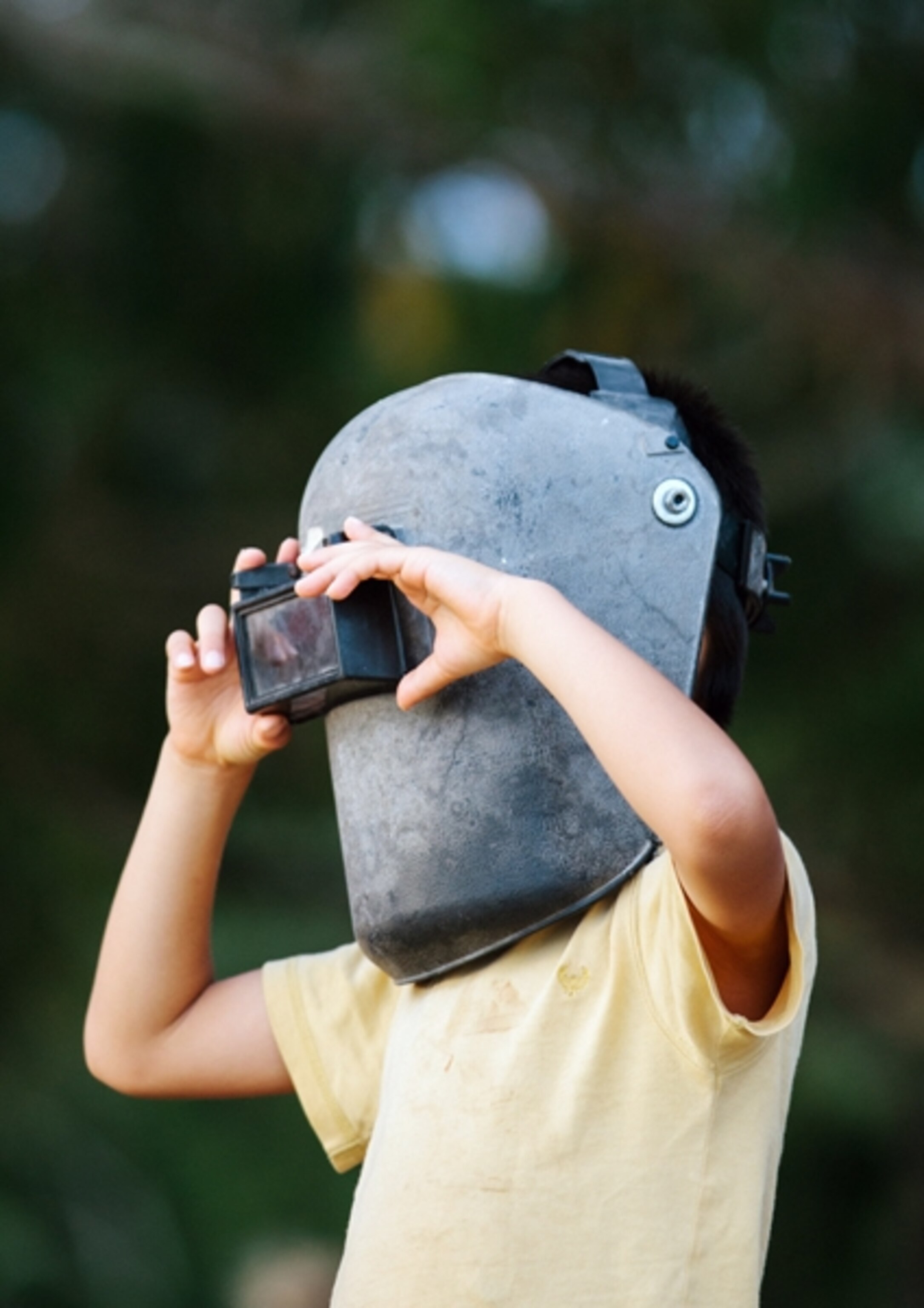 a boy watching the recent solar eclipse
