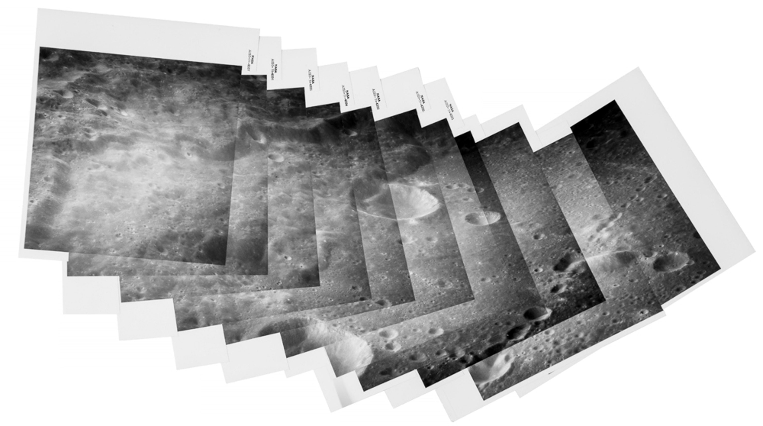 a panorama of western rim of Mendeleev Basin taken from Apollo 10