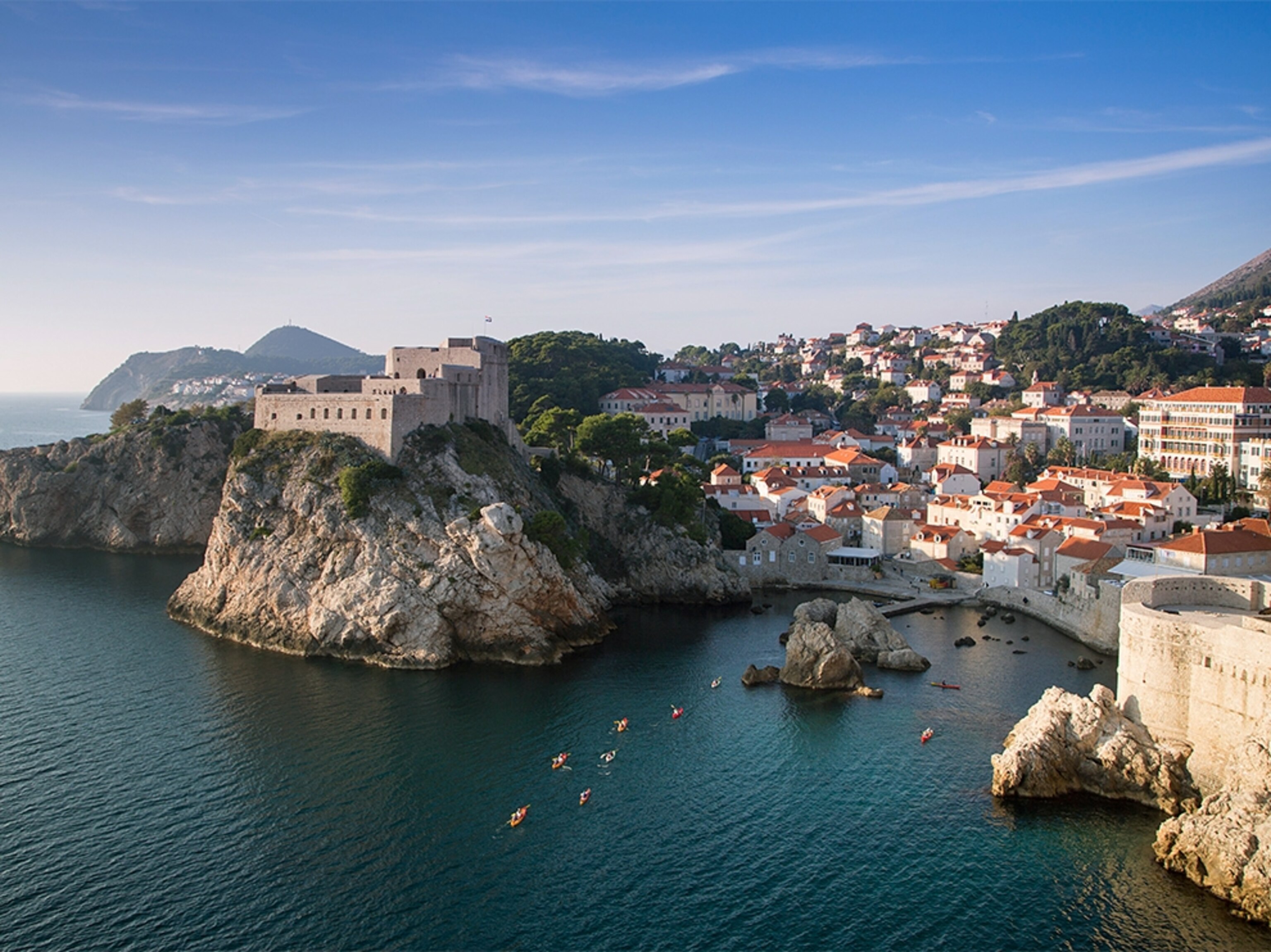 kayakers in Dubrovnik, Croatia