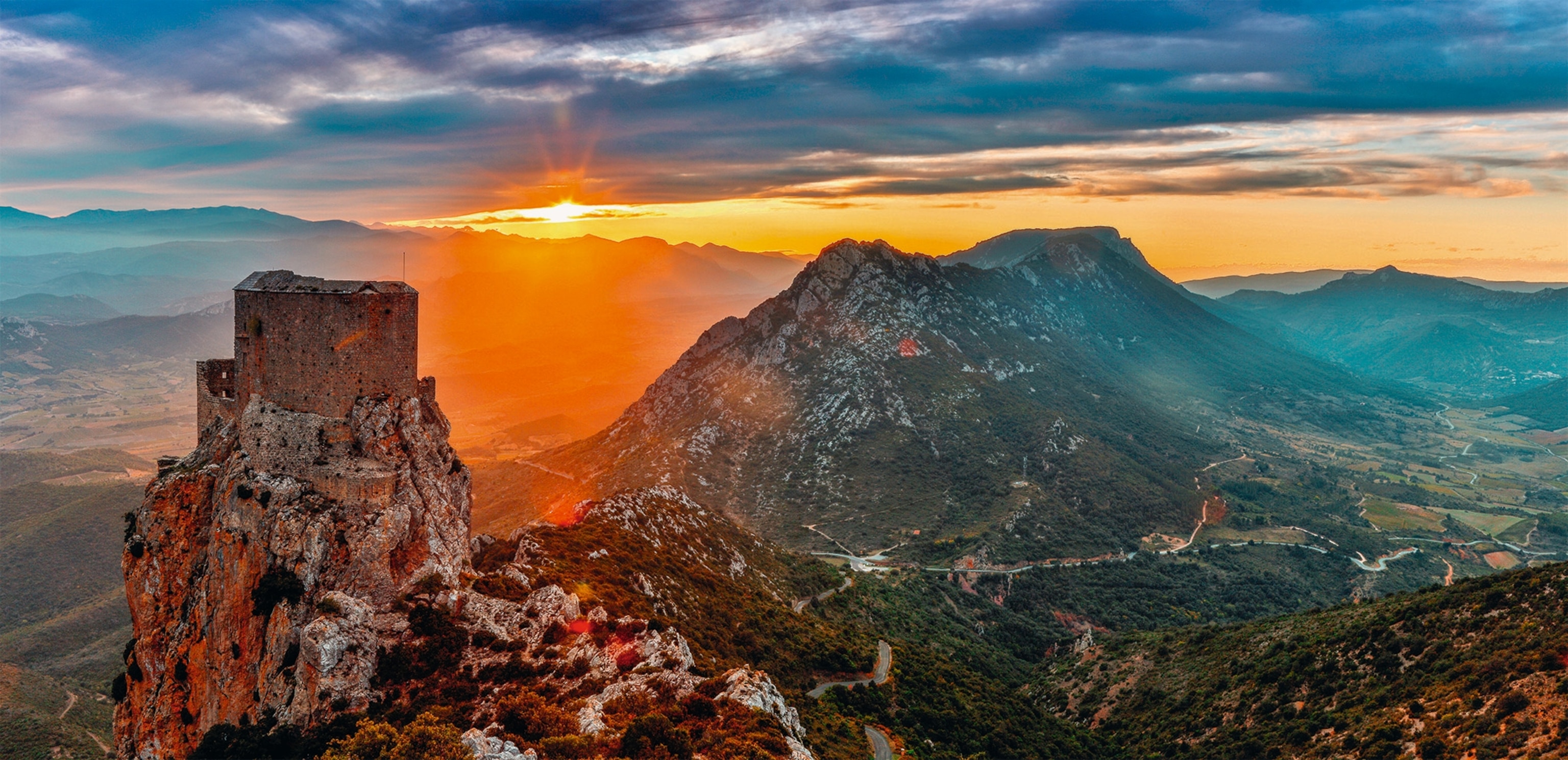 Quéribus Castle in the Corbières mountains of France is pictured.