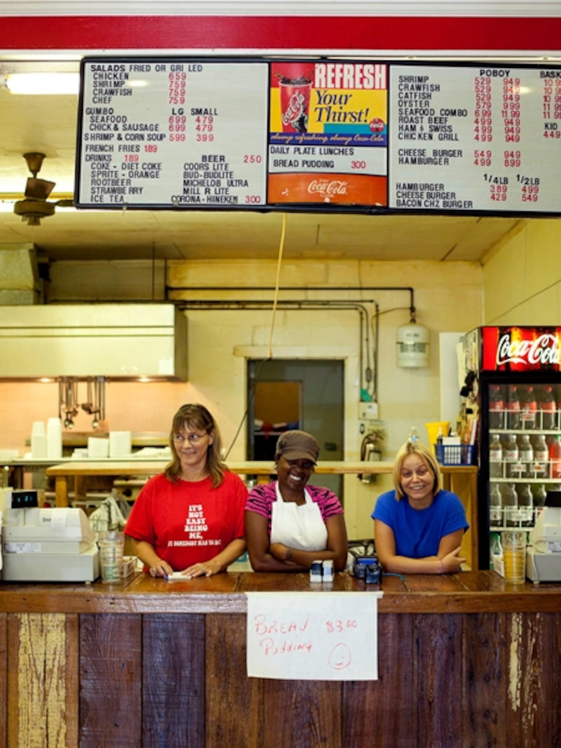 Three women at counter
