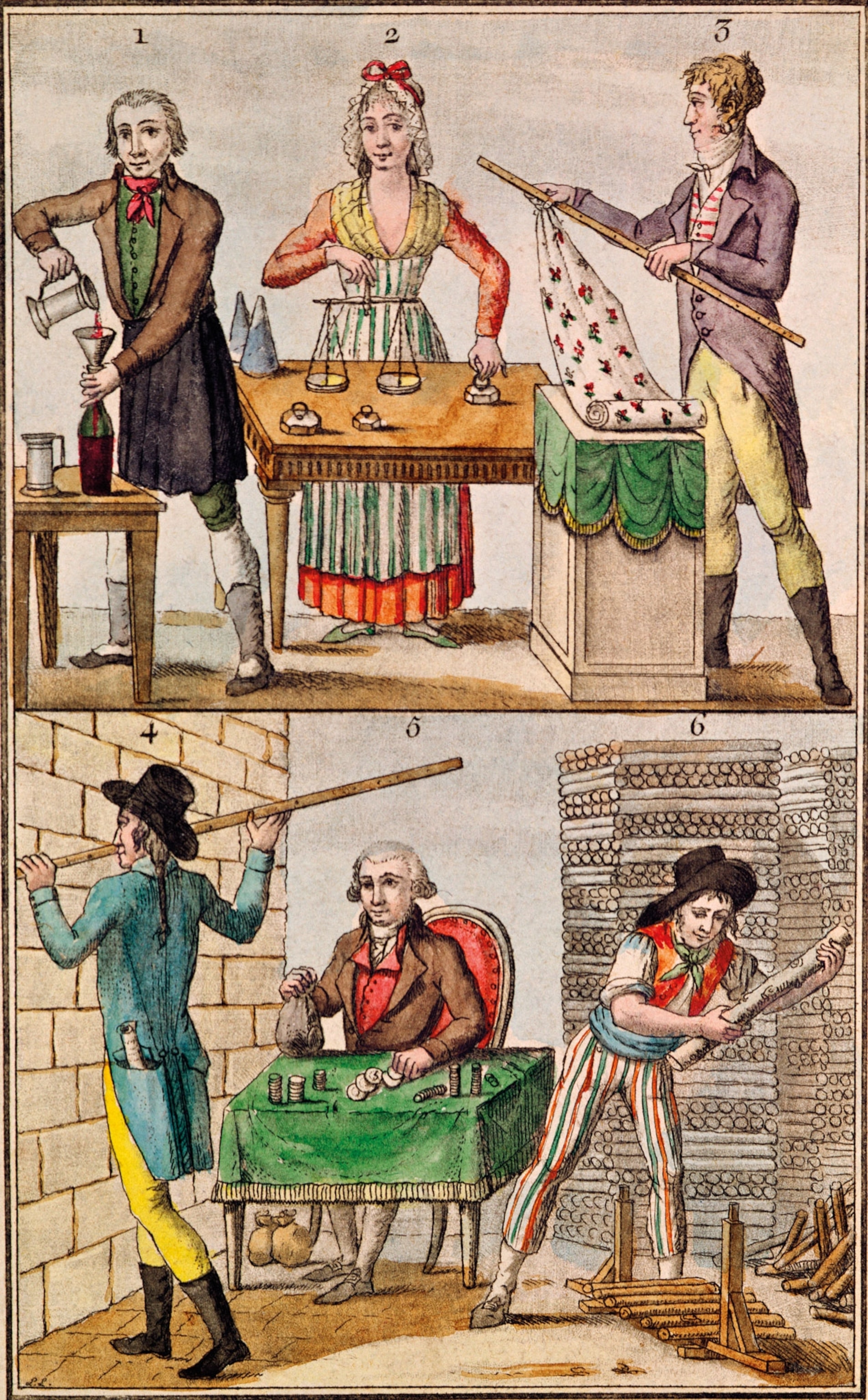 A drawing of people using measurement tools