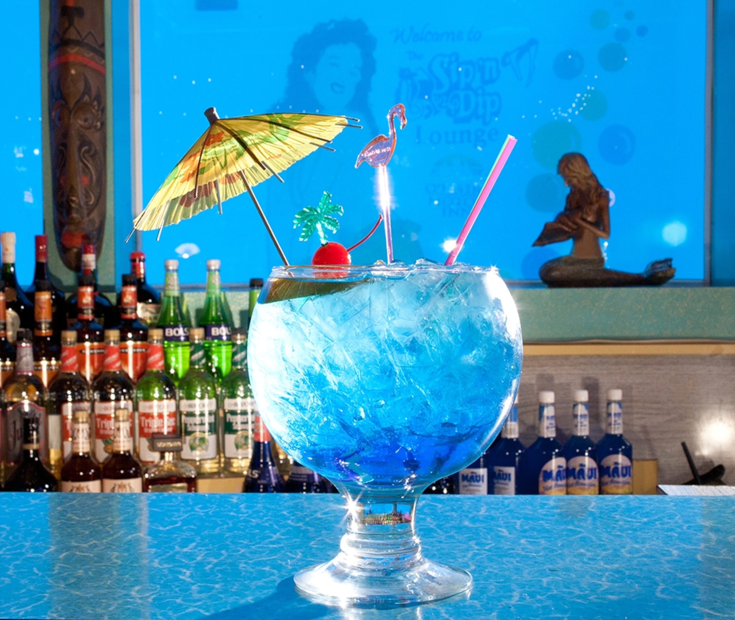 a drink at the Sip-n-Dip Lounge