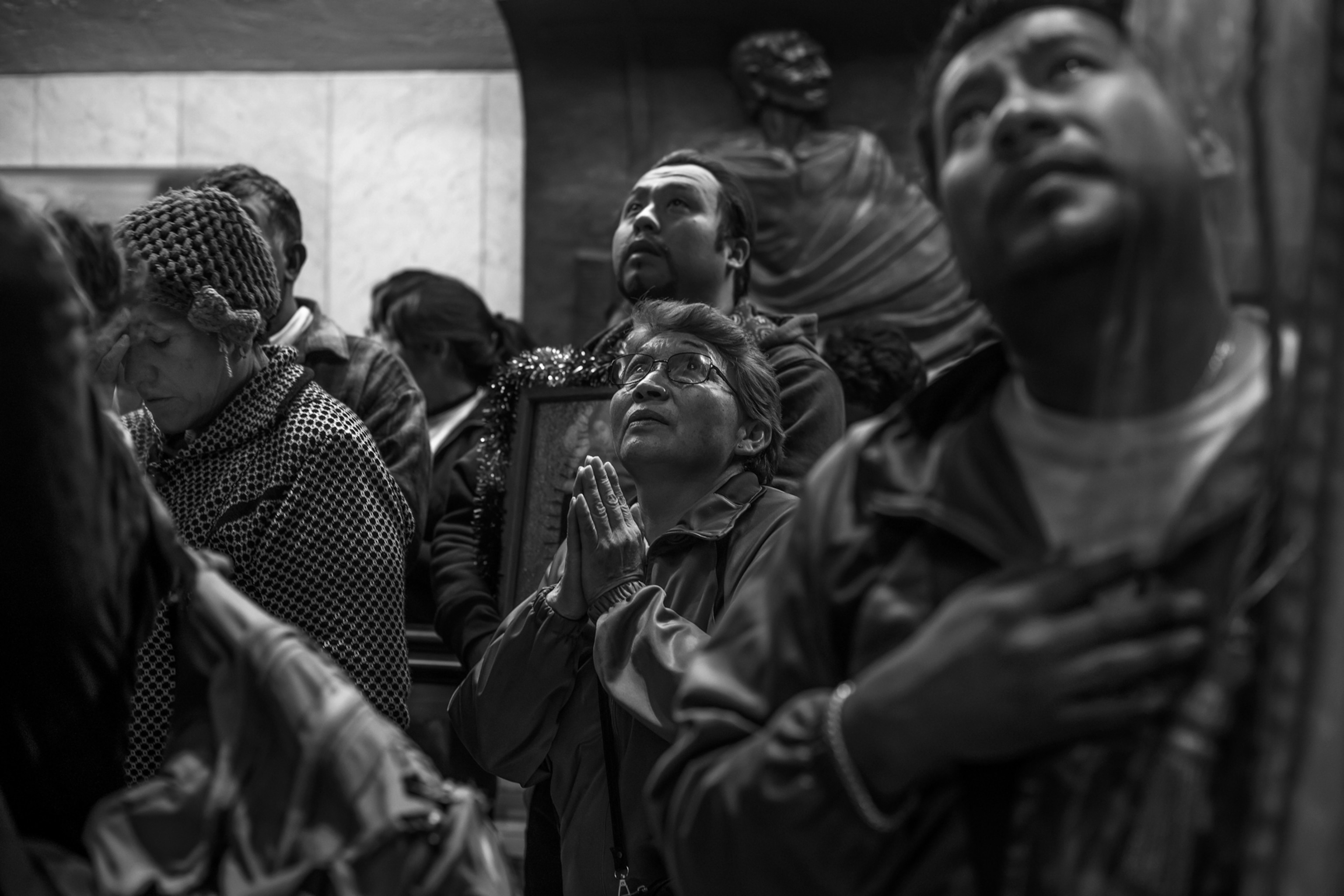 A group of people praying