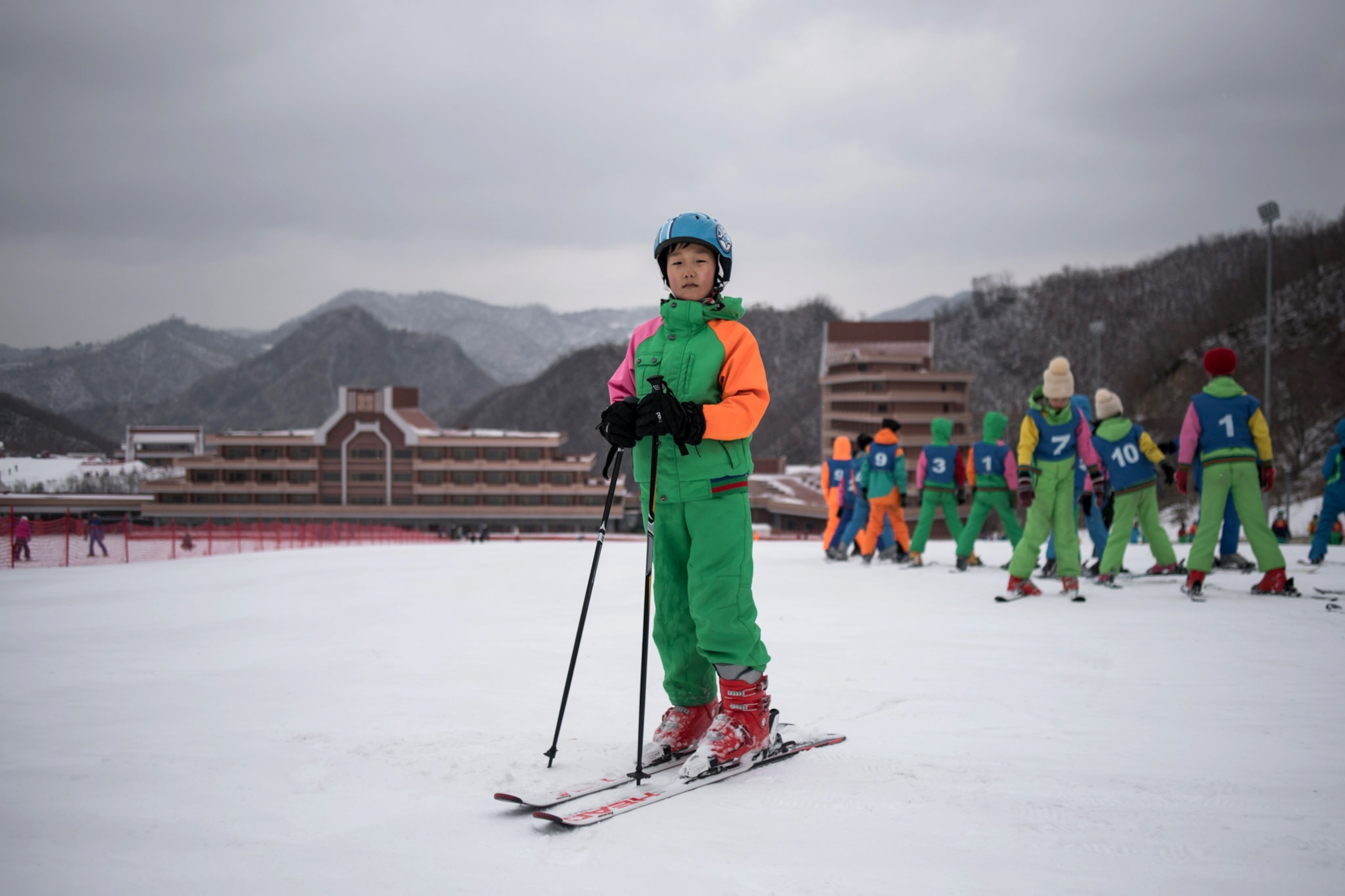 a girl skiing in North Korea