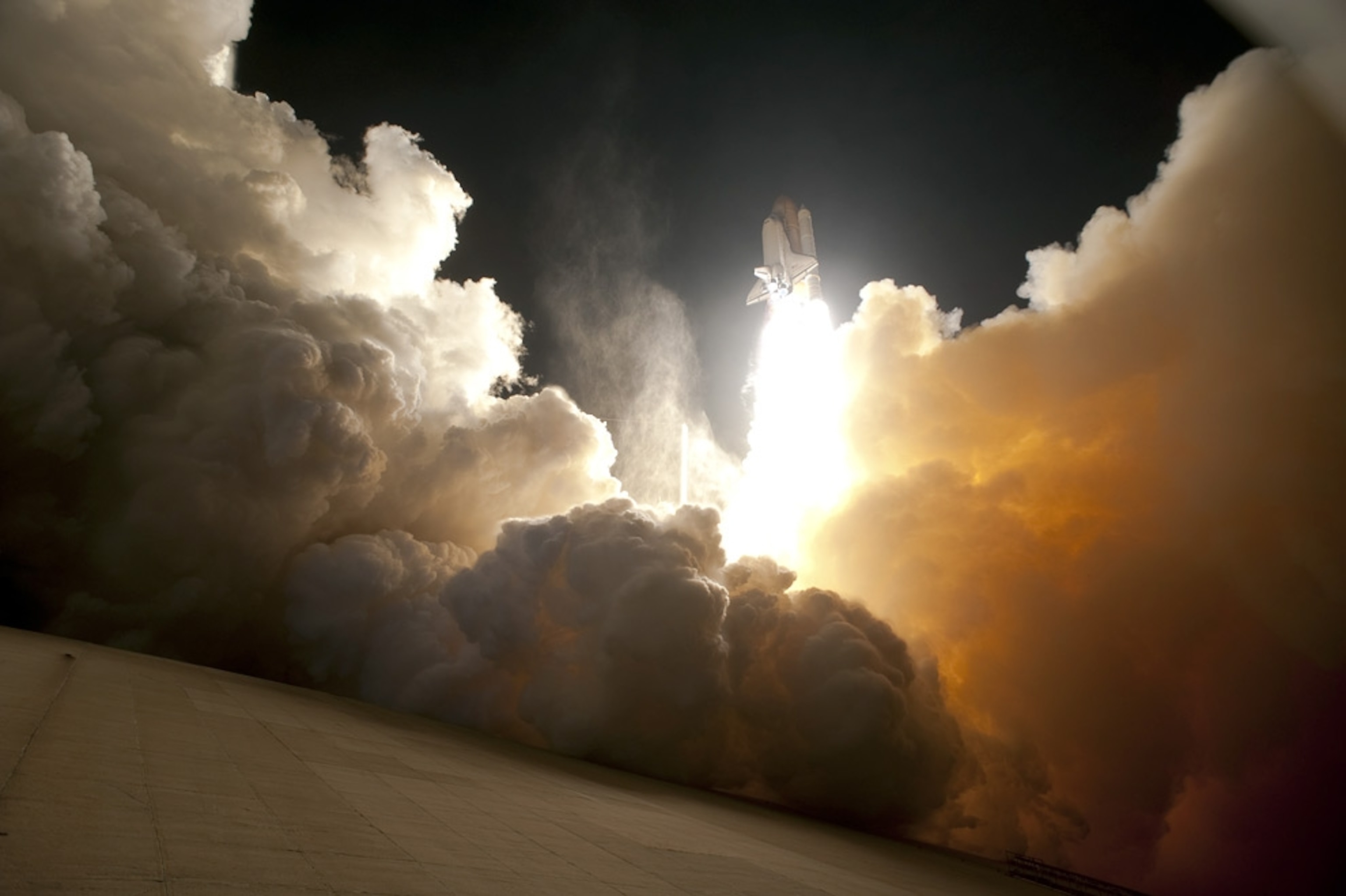 The space shuttle Endeavour launches from Kennedy Space Center