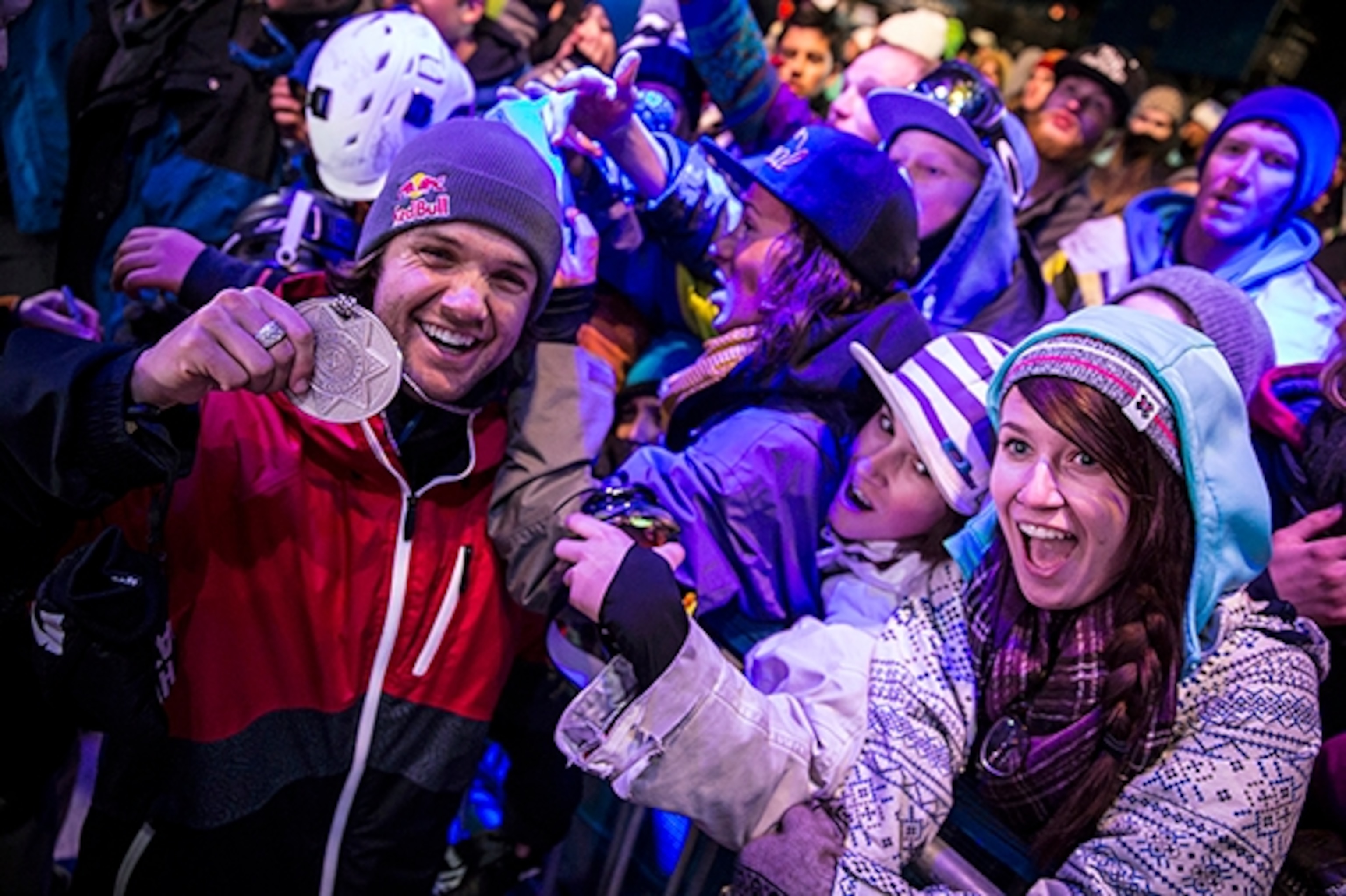 Aspen, CO - January 26, 2014 - Buttermilk Mountain: Louie Vito on the podium after competing in Menâs Snowboard SuperPipe Final during X Games Aspen 2014 (Photo by Christian Pondella / ESPN Images)