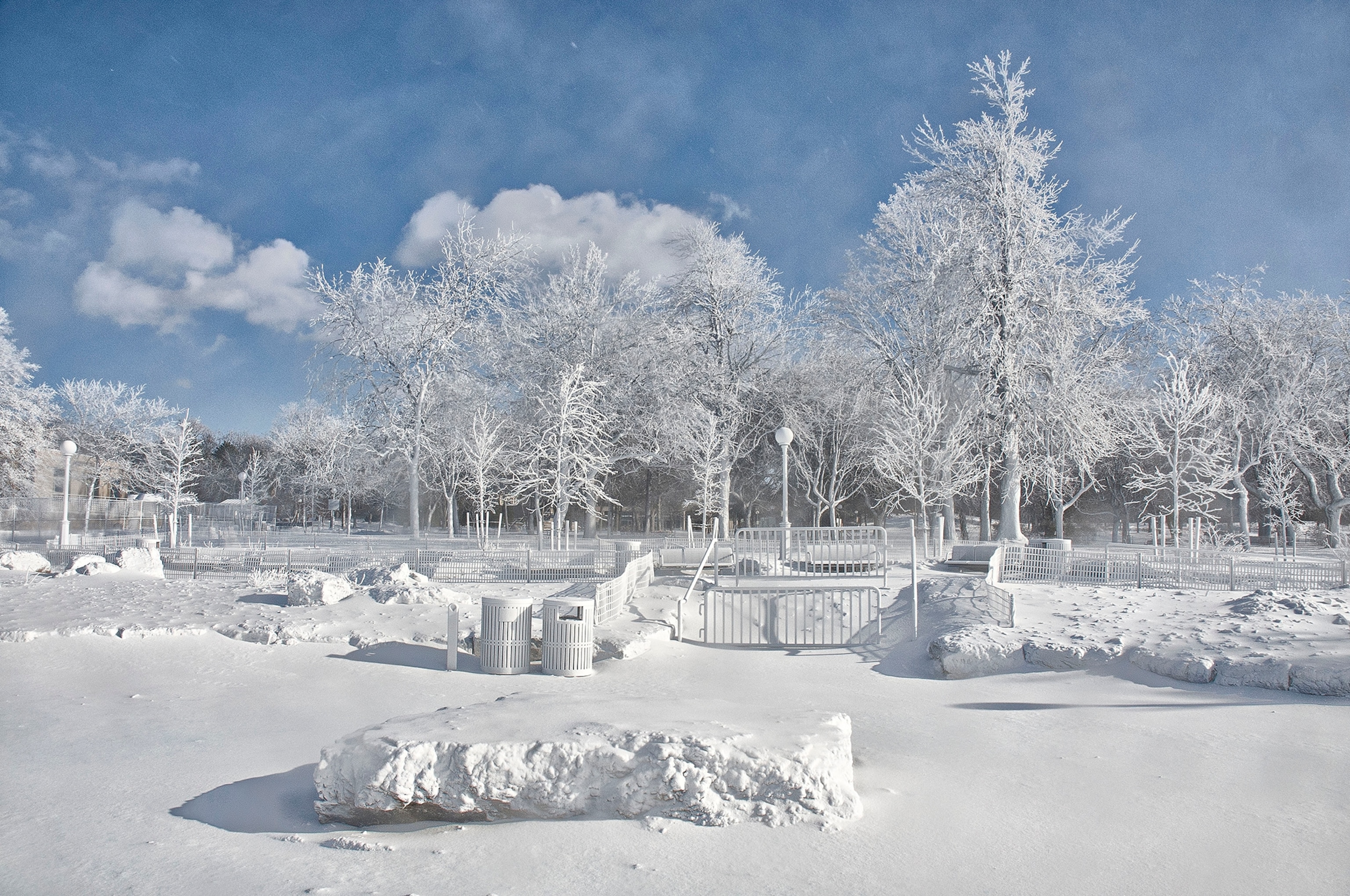 The frozen mist from Niagara Falls coats the landscape around Prospect Point at Niagara Falls State Park.