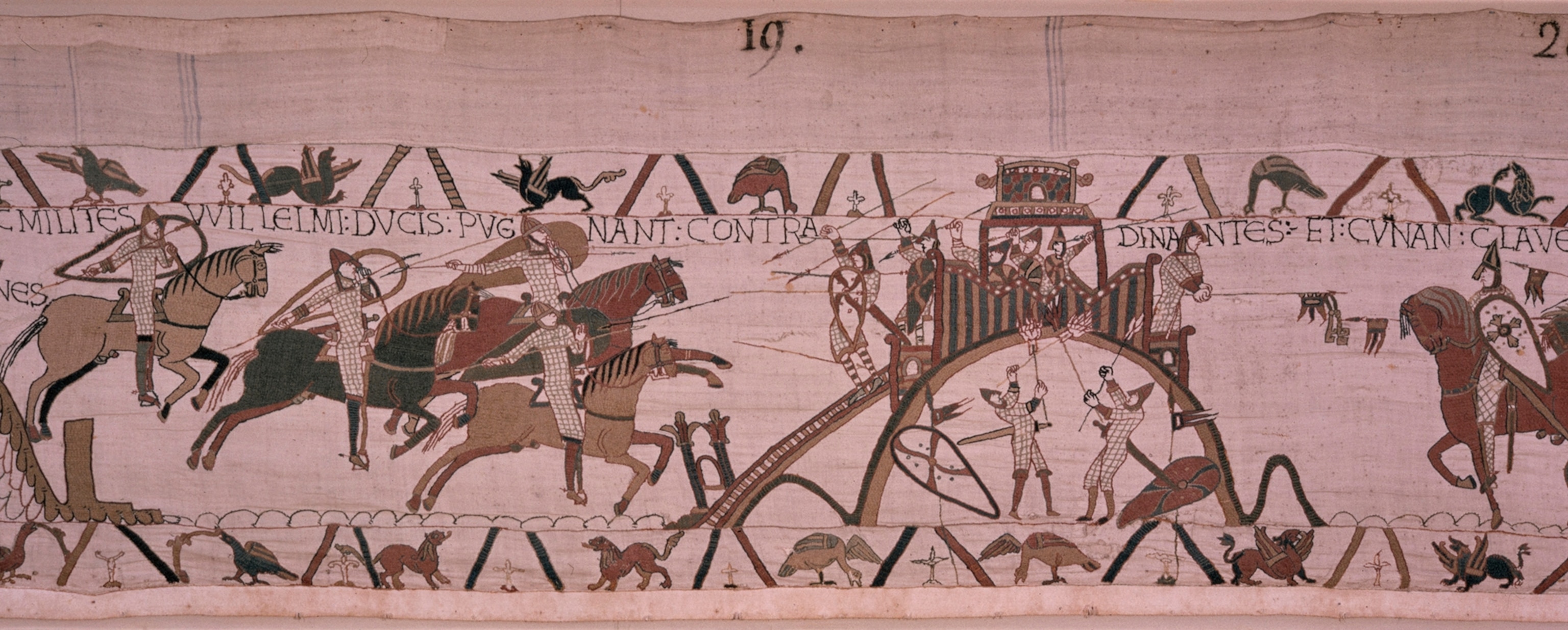 Scene from tapestry where Harold and William force Conan's surrender.
