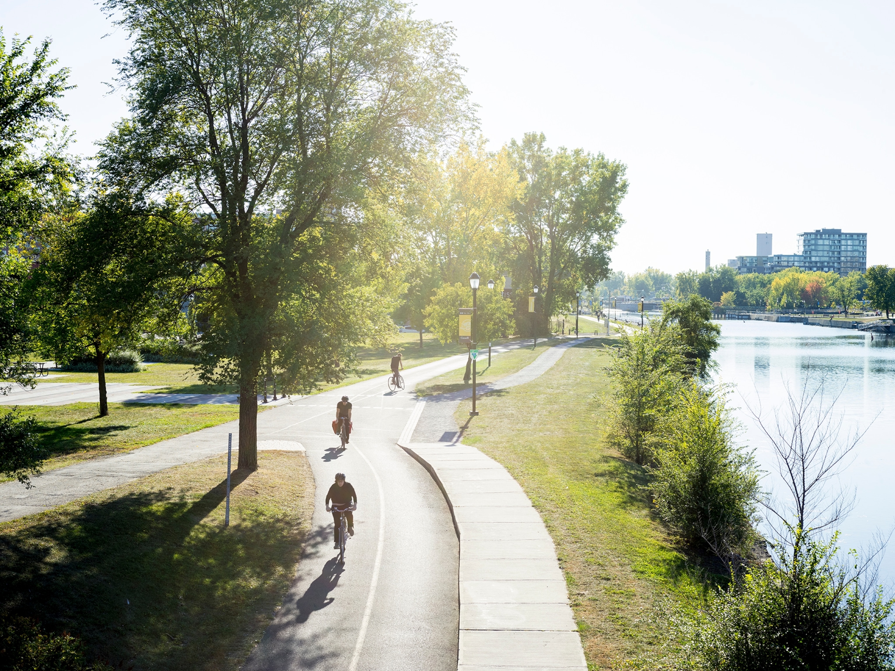 cyclist at the Lachine Canal in Montreal, Canada