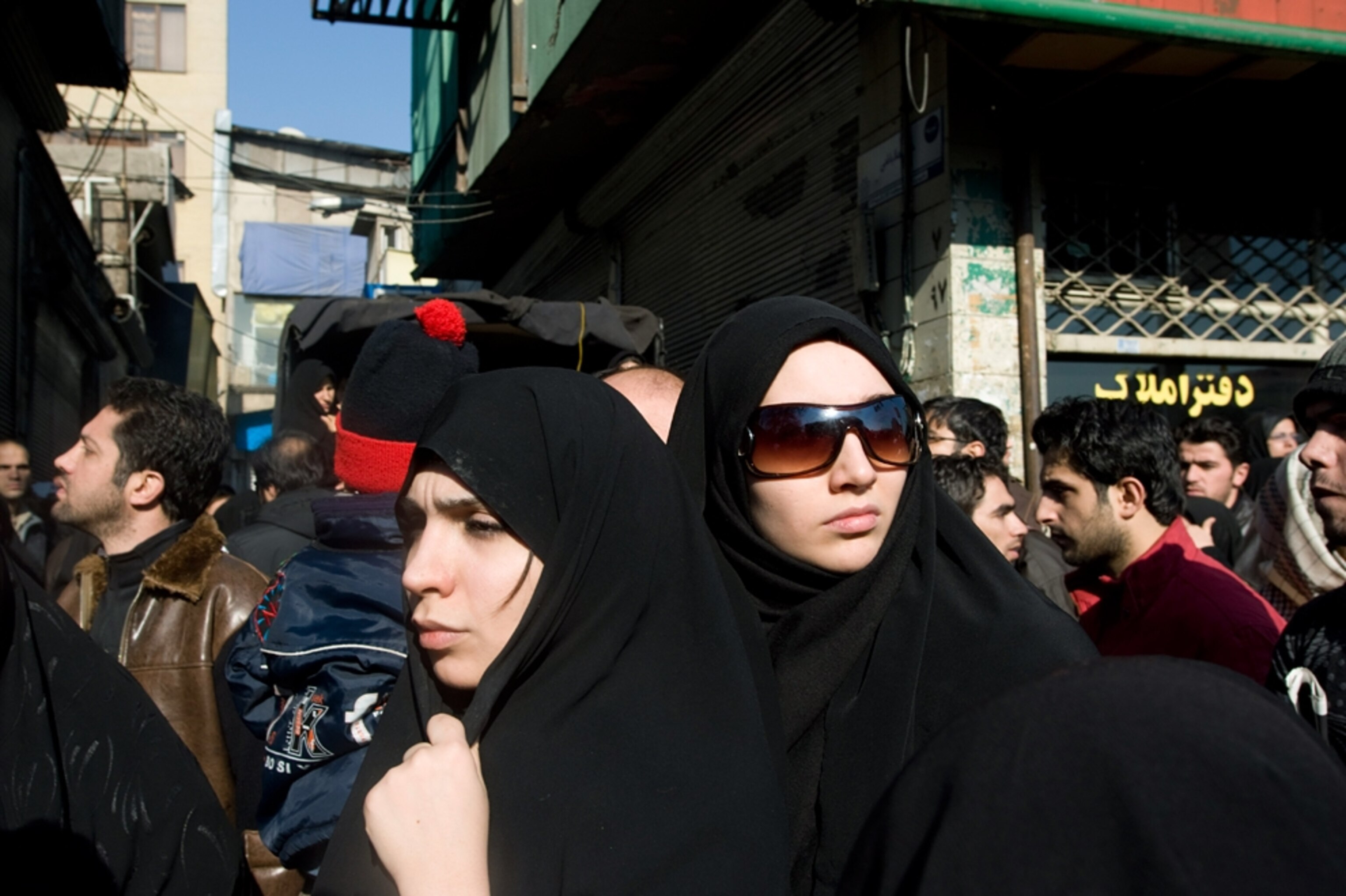 Women on a crowded street