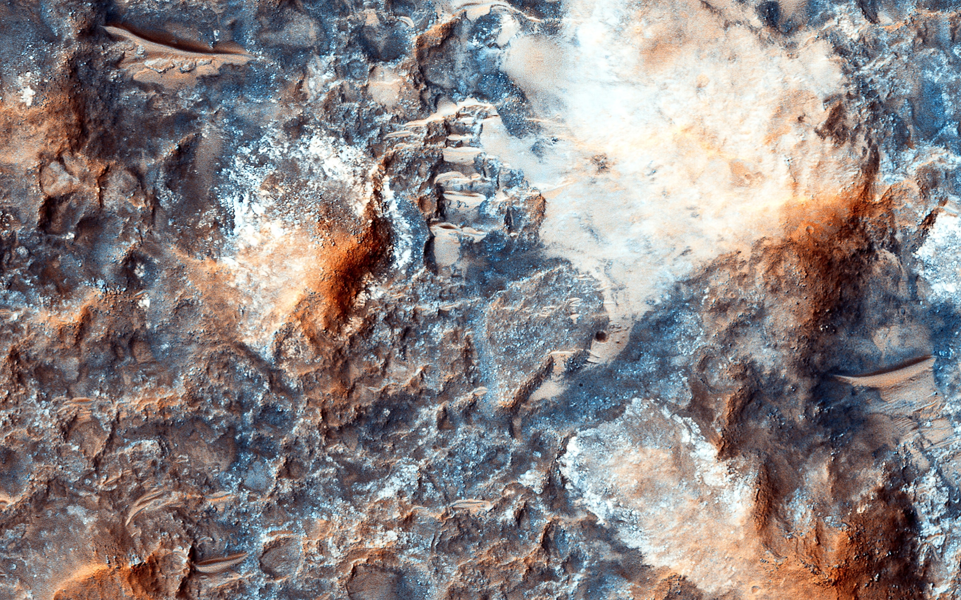 a rock jumble on the floor of an impact crater on Mars
