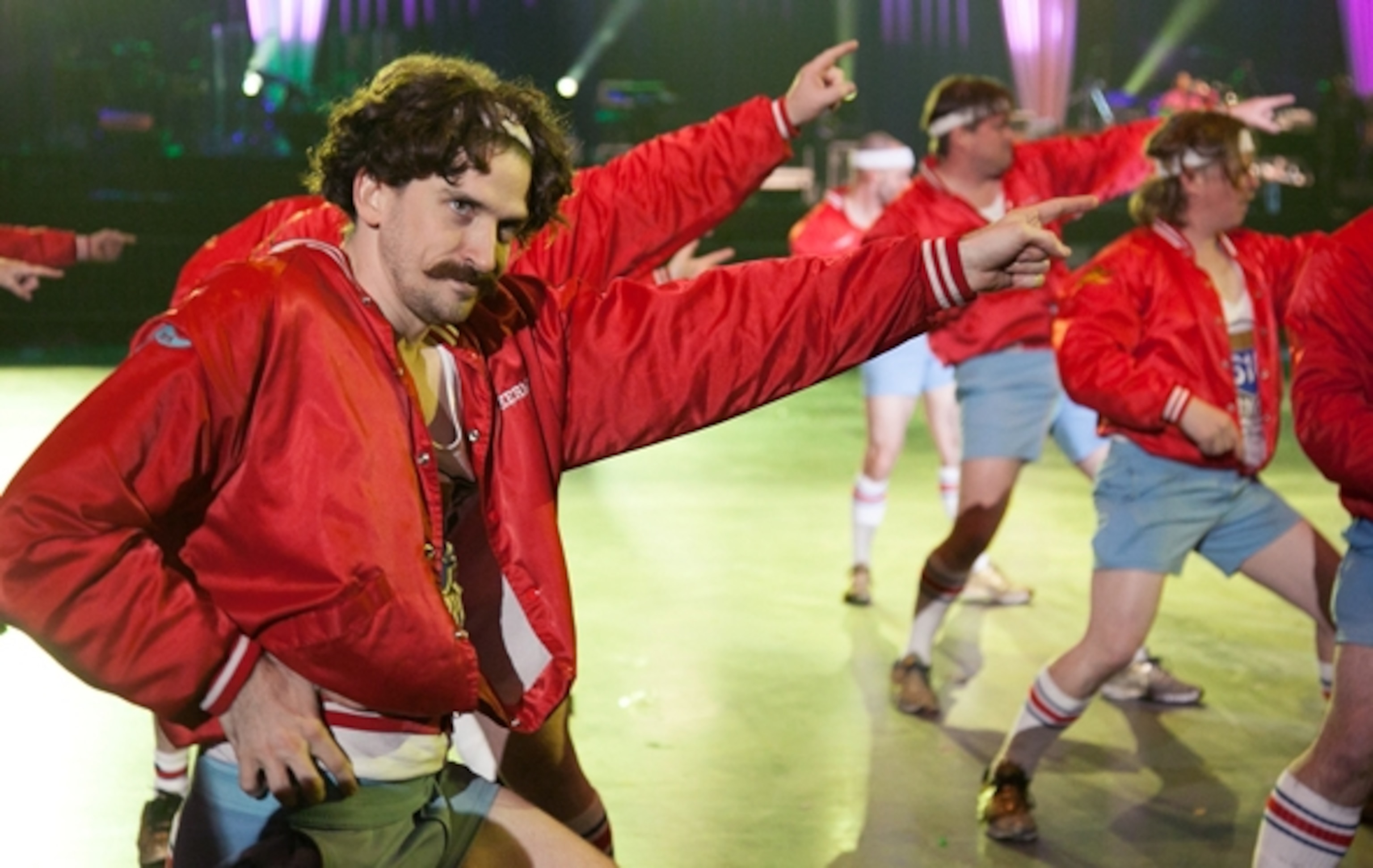 The mustachioed 610 Stompers perform at the Orpheuscapade.  (Photograph by Emily Slack)