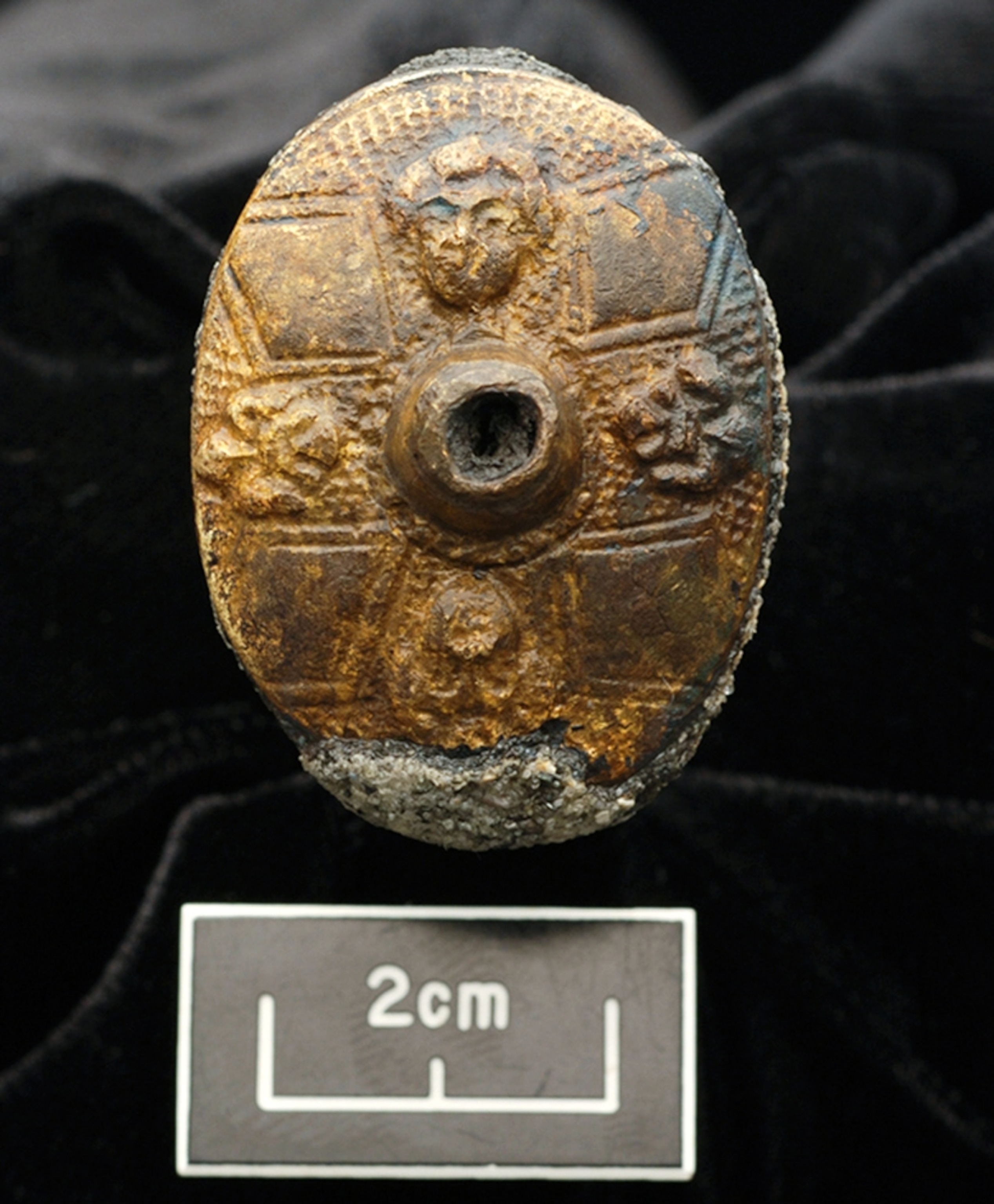 Sword pommel -- picture from a photo gallery on a partial sword found at the shipwreck site of the Queen Anne's Revenge, the pirate Blackbeard's flagship.