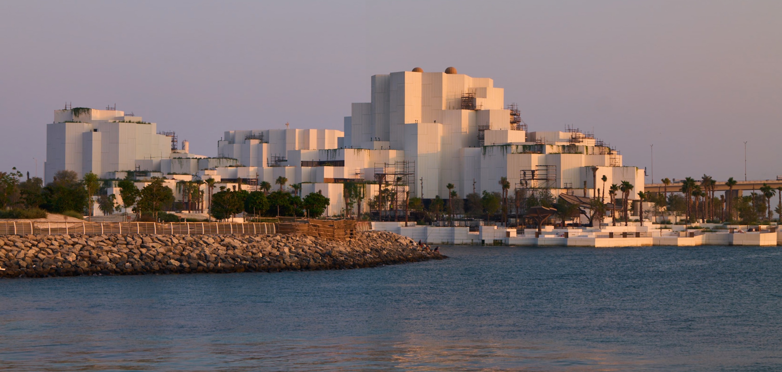 exterior of large white building