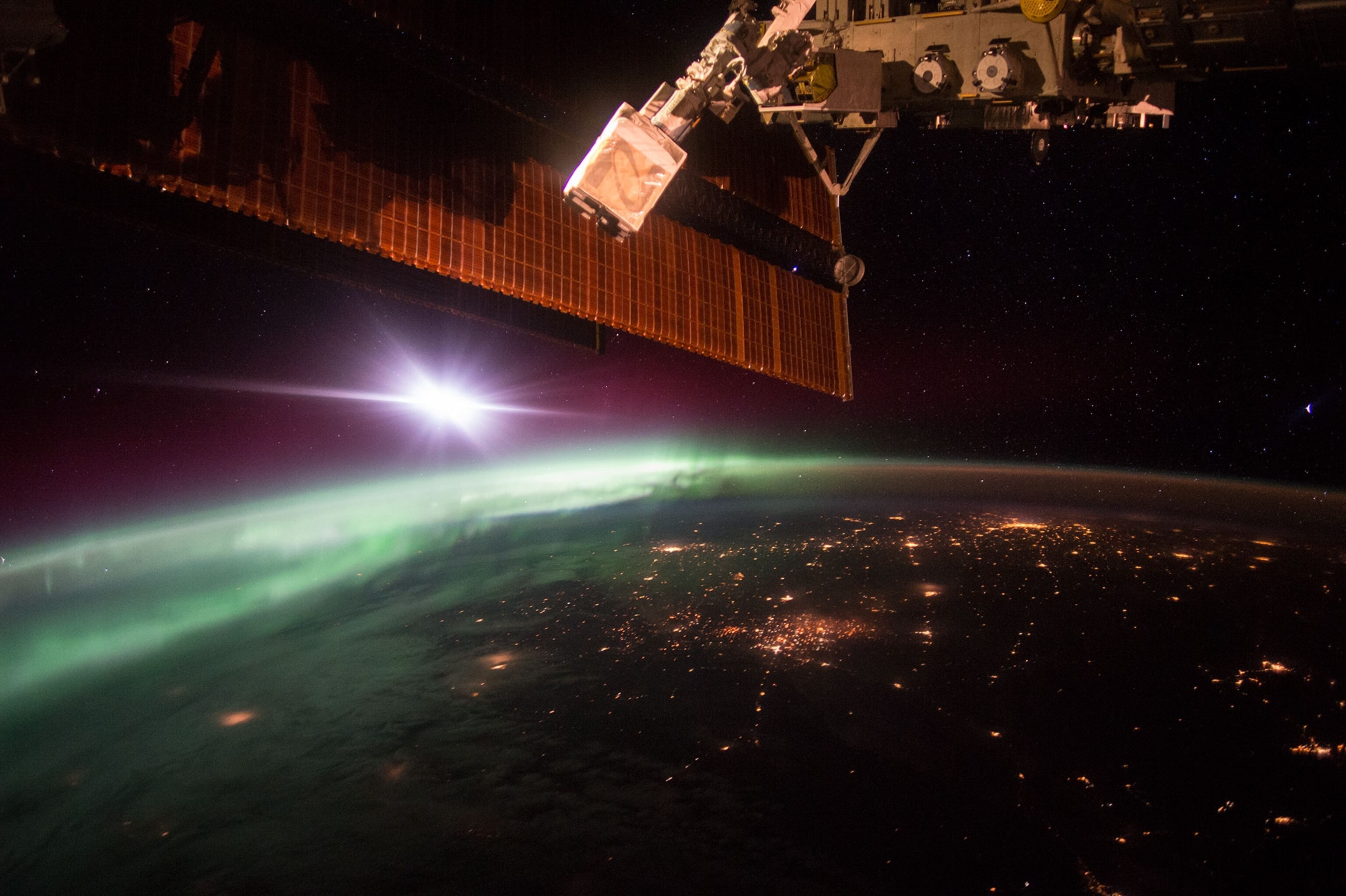 an aurora seen from the International Space Station