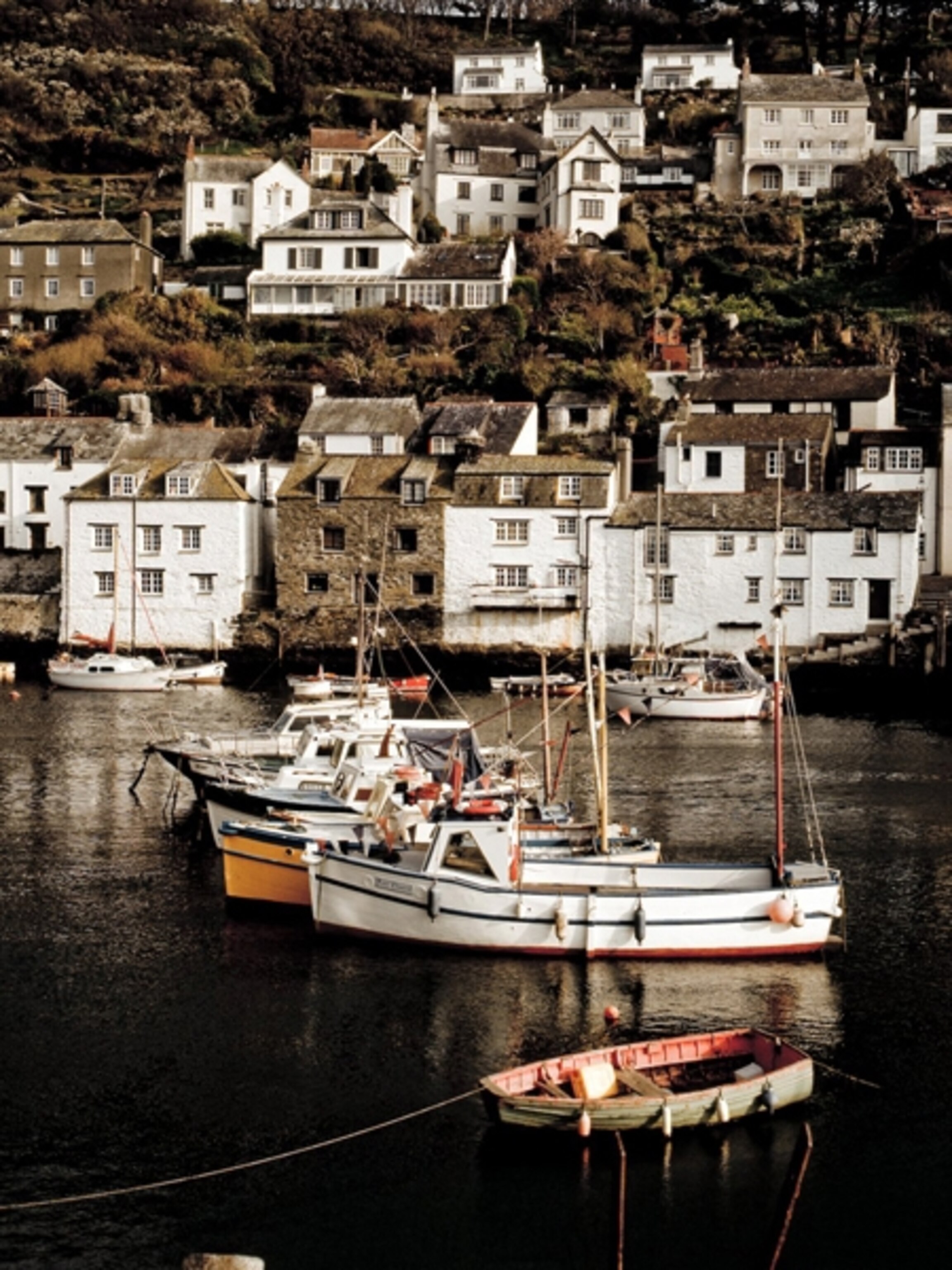 Boats moored at Looe Harbour in Cornwall England