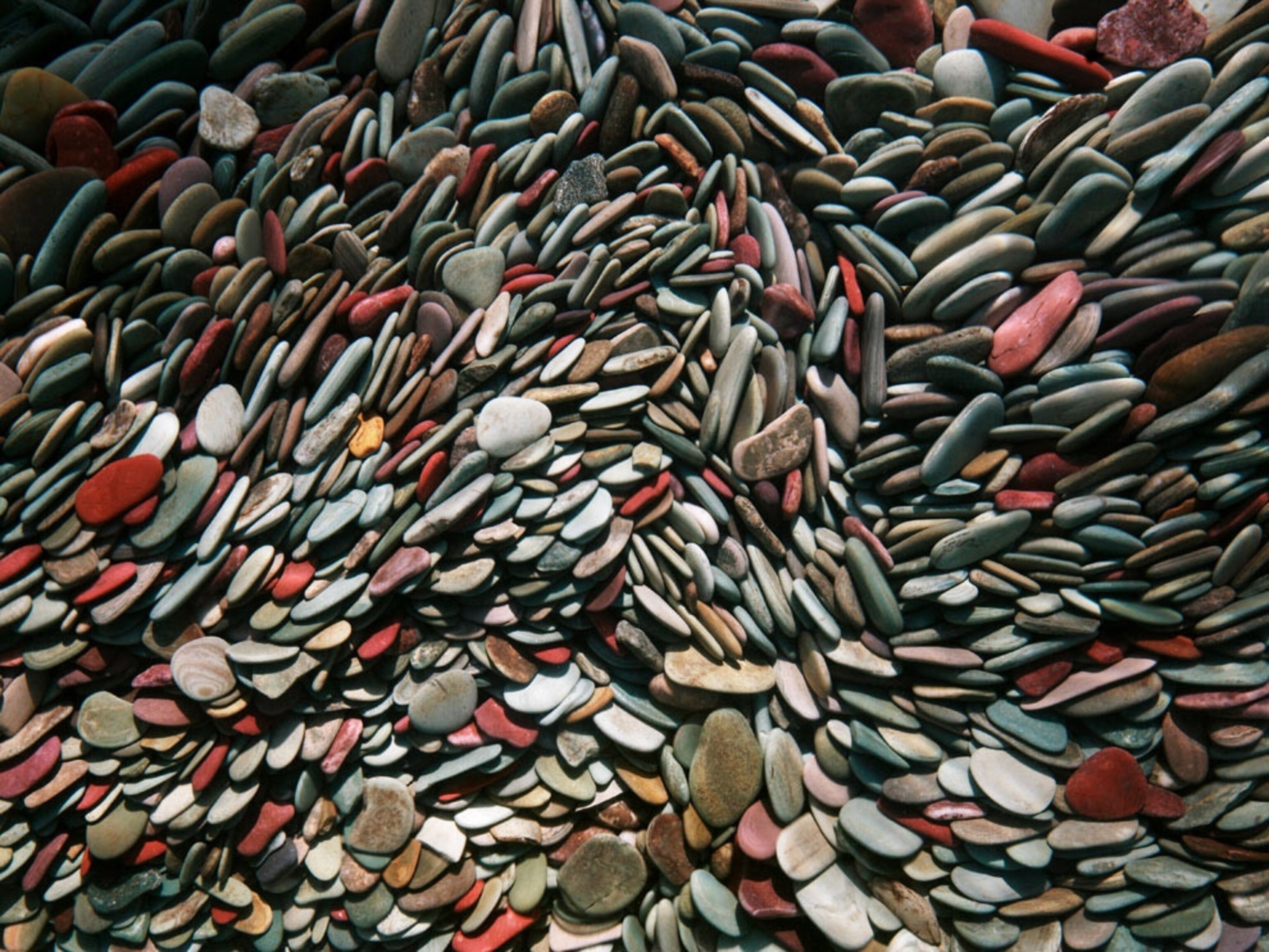 Hundreds of multicolored stones