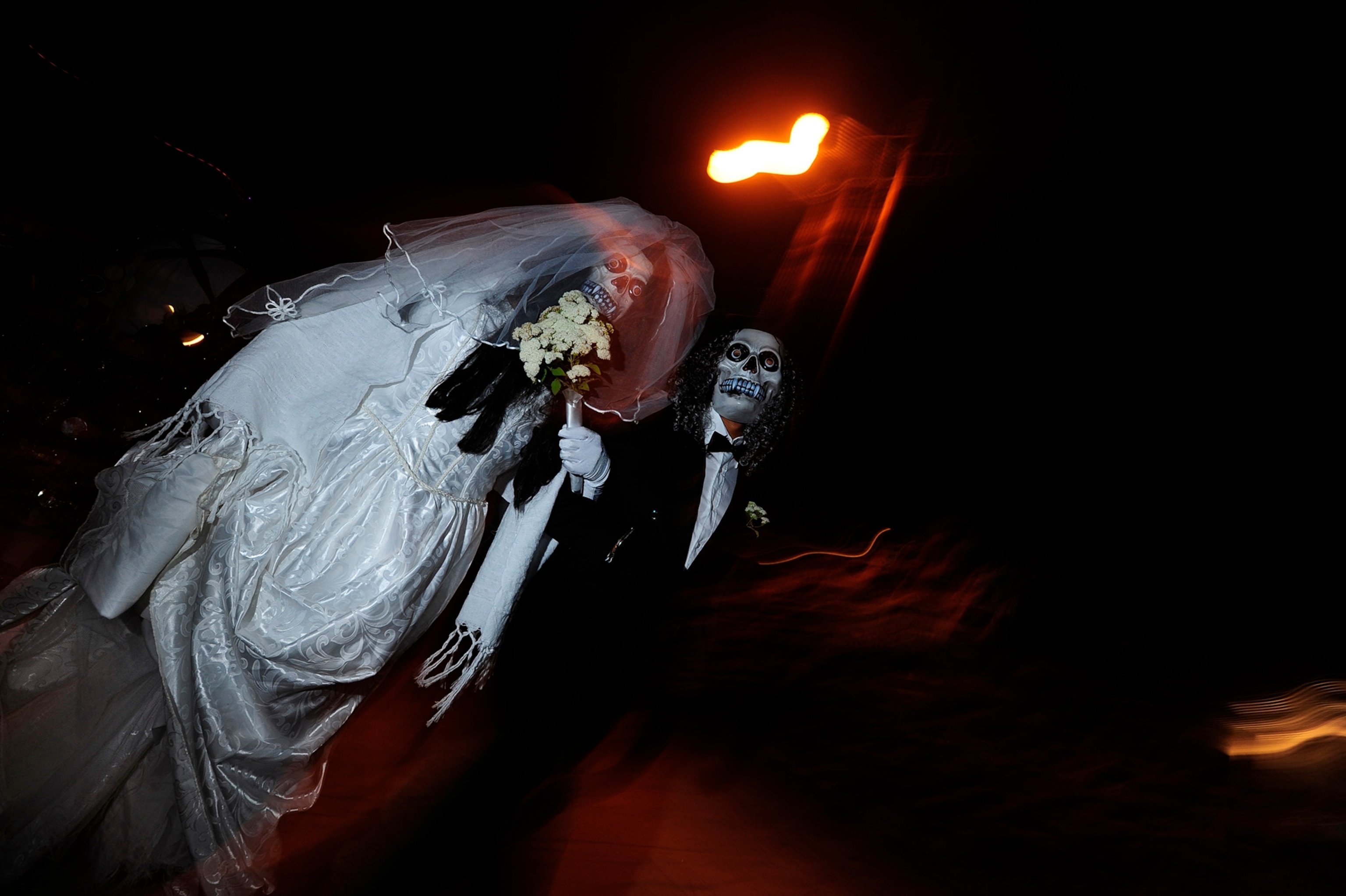 People dressed up for the 'comparsa' or Day of the Dead Procession.