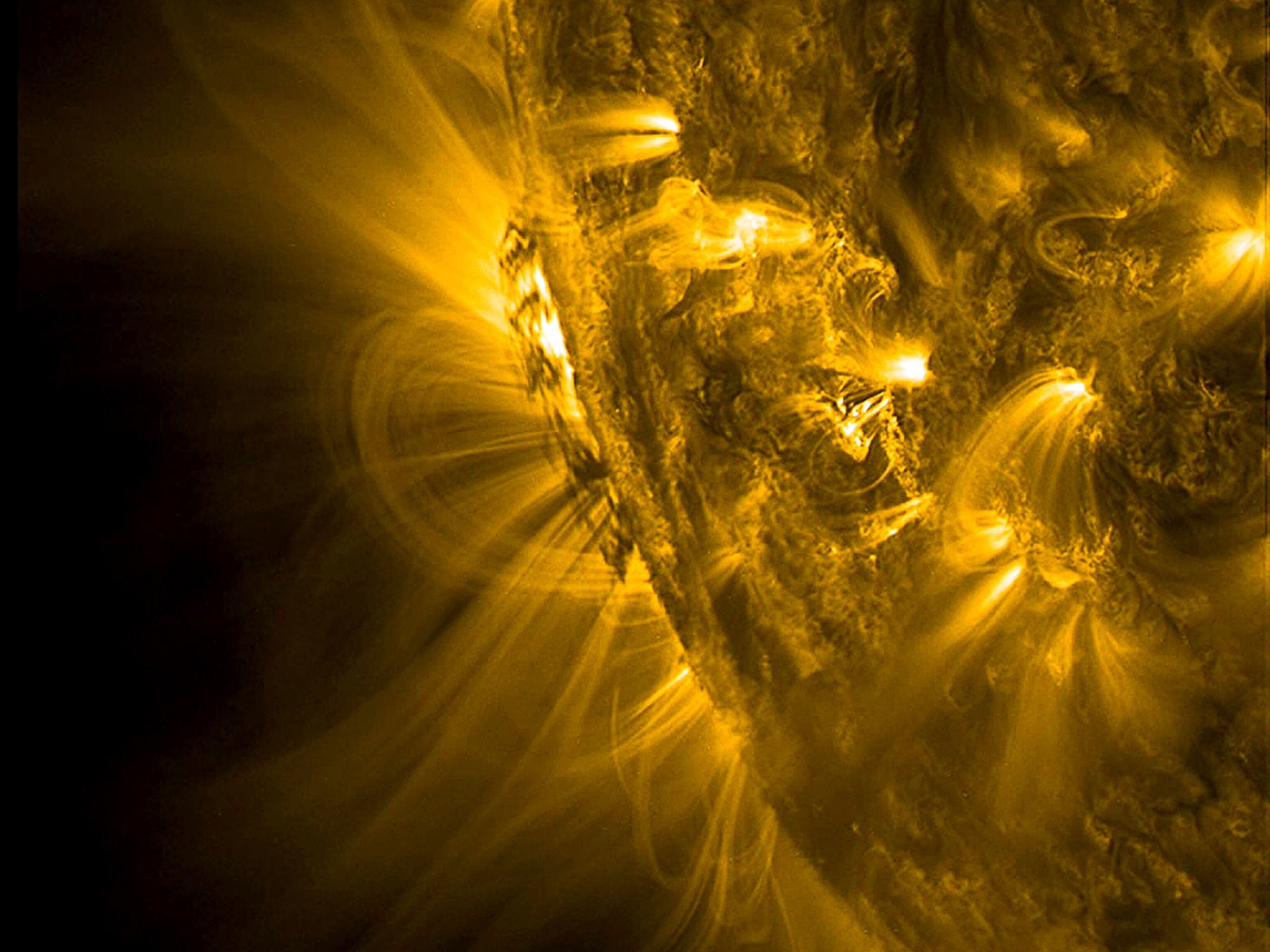 plasma writhing around the surface of the sun