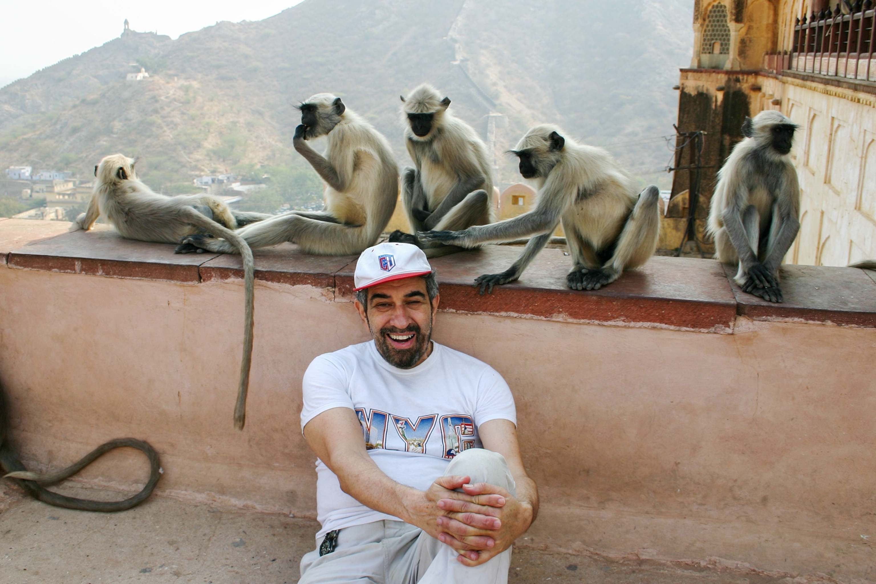 Albert Podell at a temple in India
