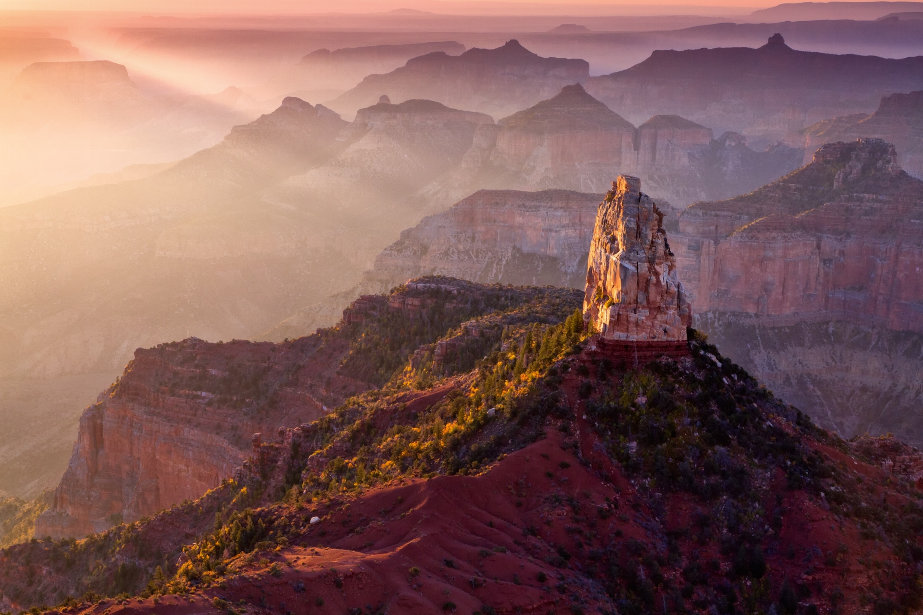 Sunrise over Mt. Hayden in the Grand Canyon.