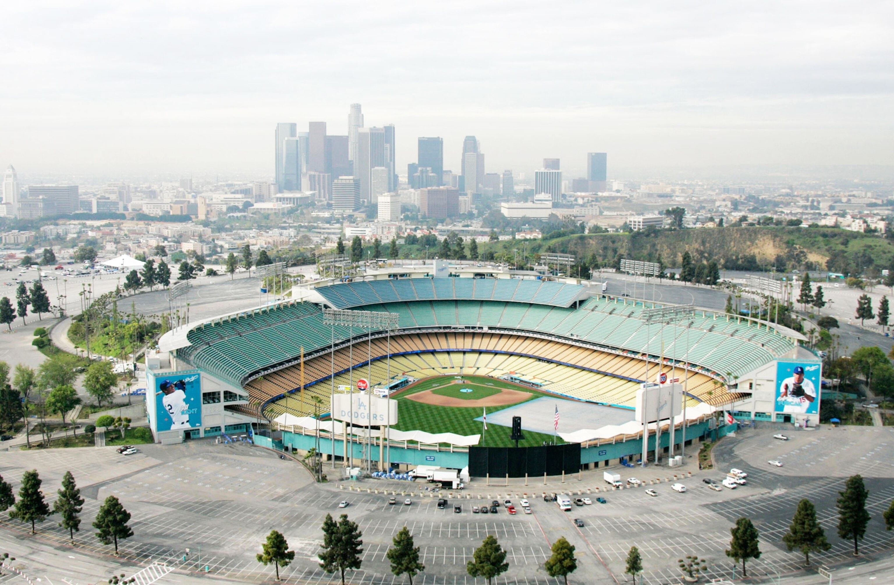 Dodger Stadium and LA's skyline
