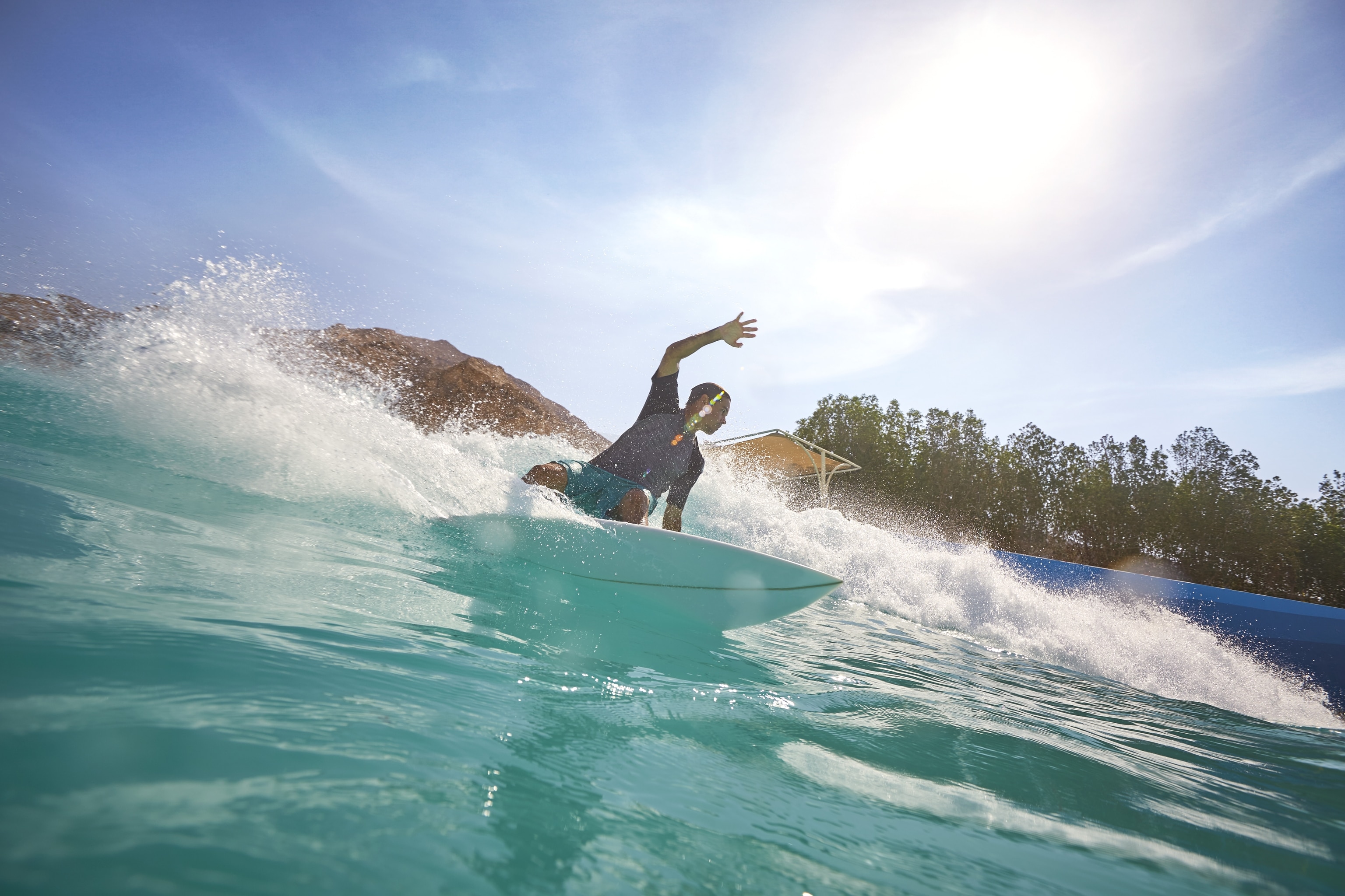 a surfer at Wadi Adventure theme park in Abu Dhabi.