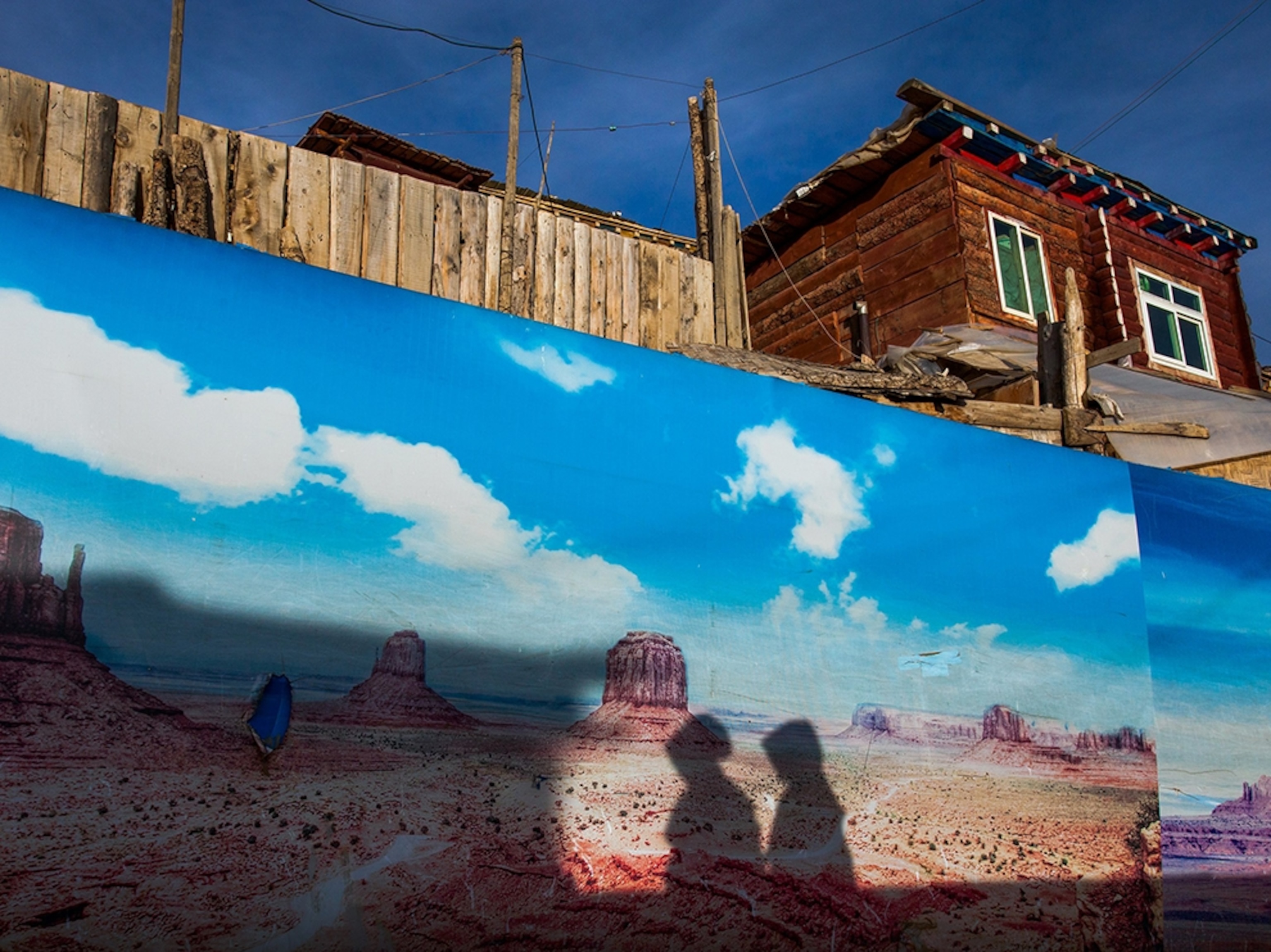 a landscape mural at a Tibetan Buddhist college in Sichuan Province, Ganzi, China