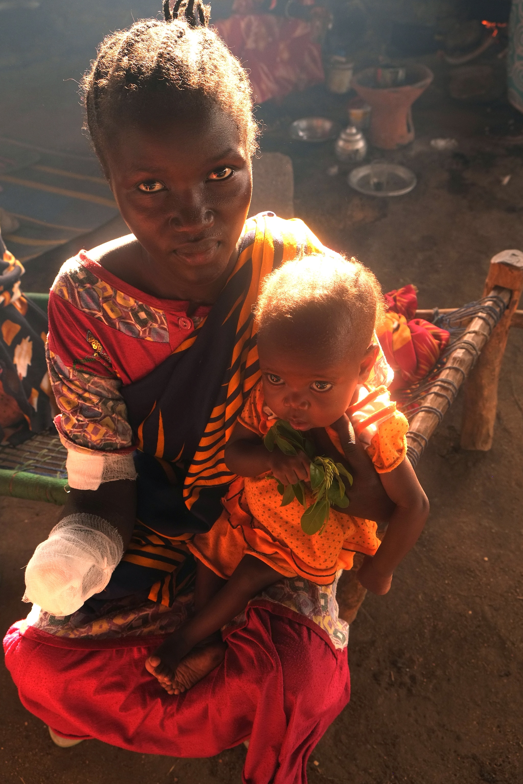 The hospital, which runs on solar power, can become very hot during the day. Many patients go outside to get fresh air and socialize.