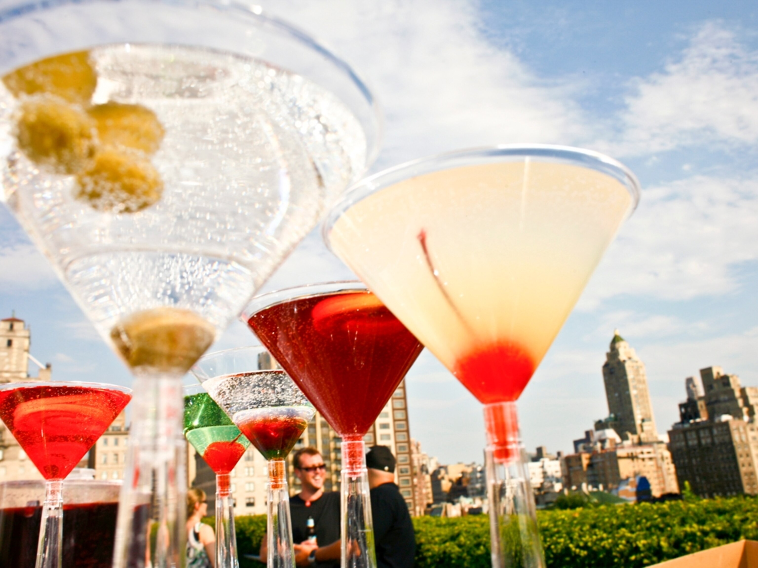 cocktails and the skyline of New York City, New York
