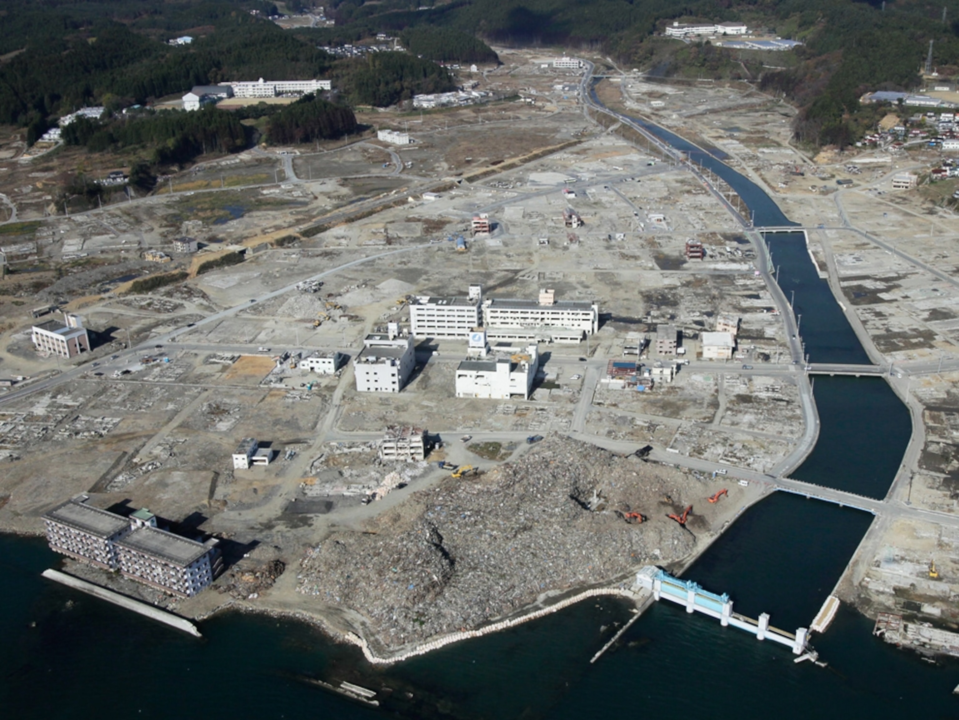 The town of Minamisanriku, Japan, eight months after it was destroyed by a tsunami.