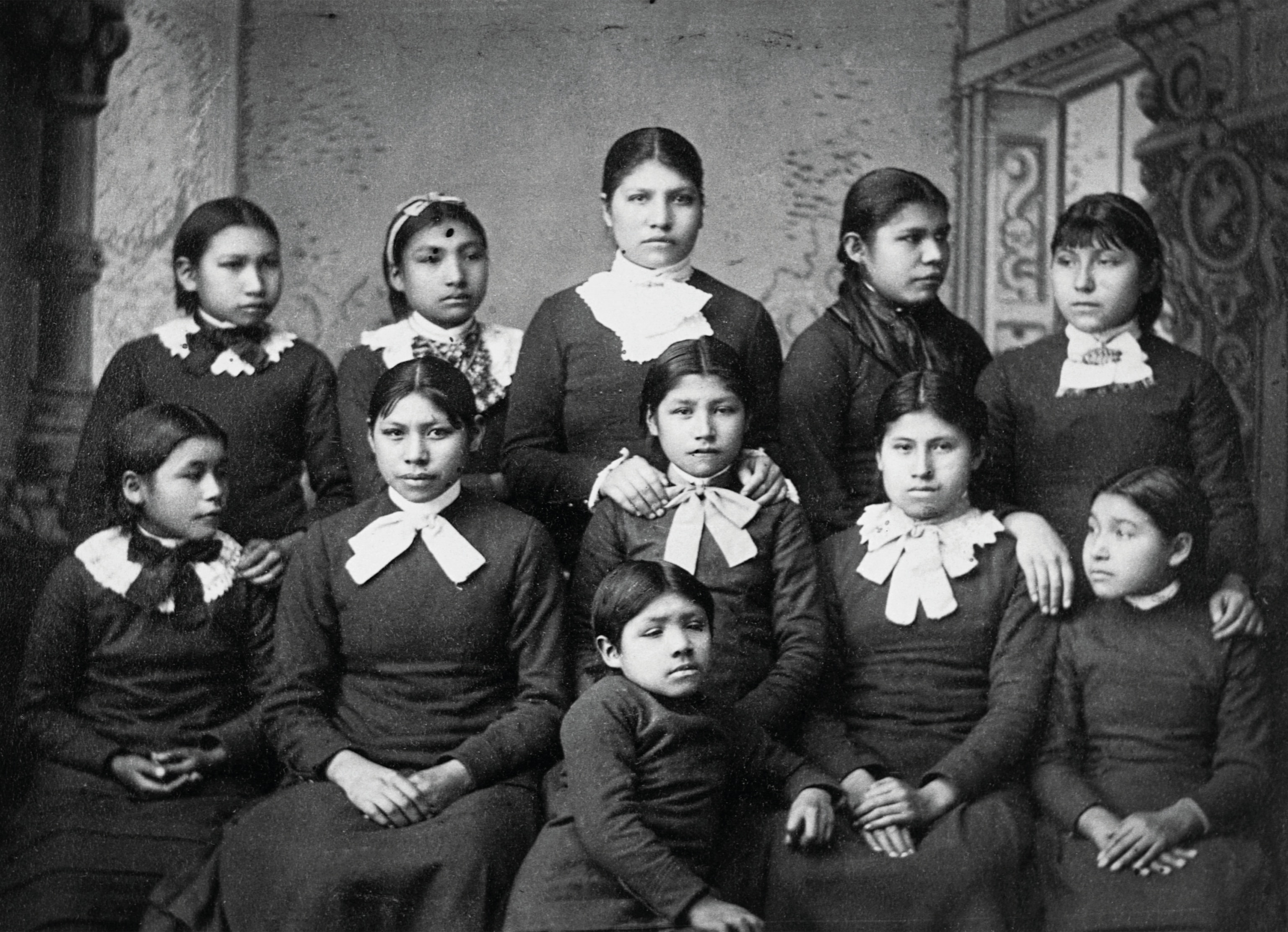Girls from the Omaha tribe at the Carlisle Indian Industrial School.