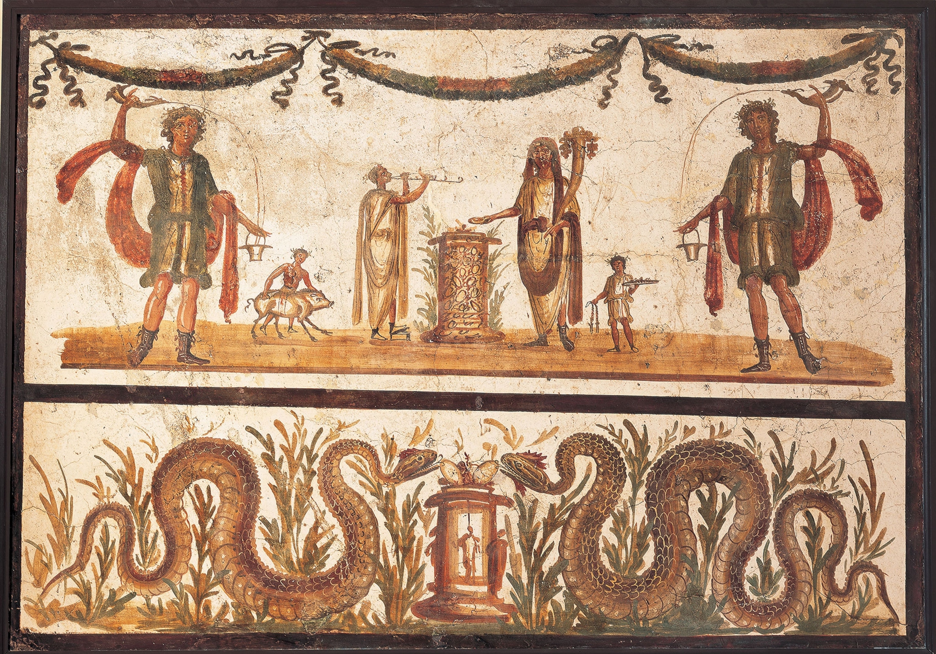 Lari and Snakes, a fresco from the 1st Century A.D.