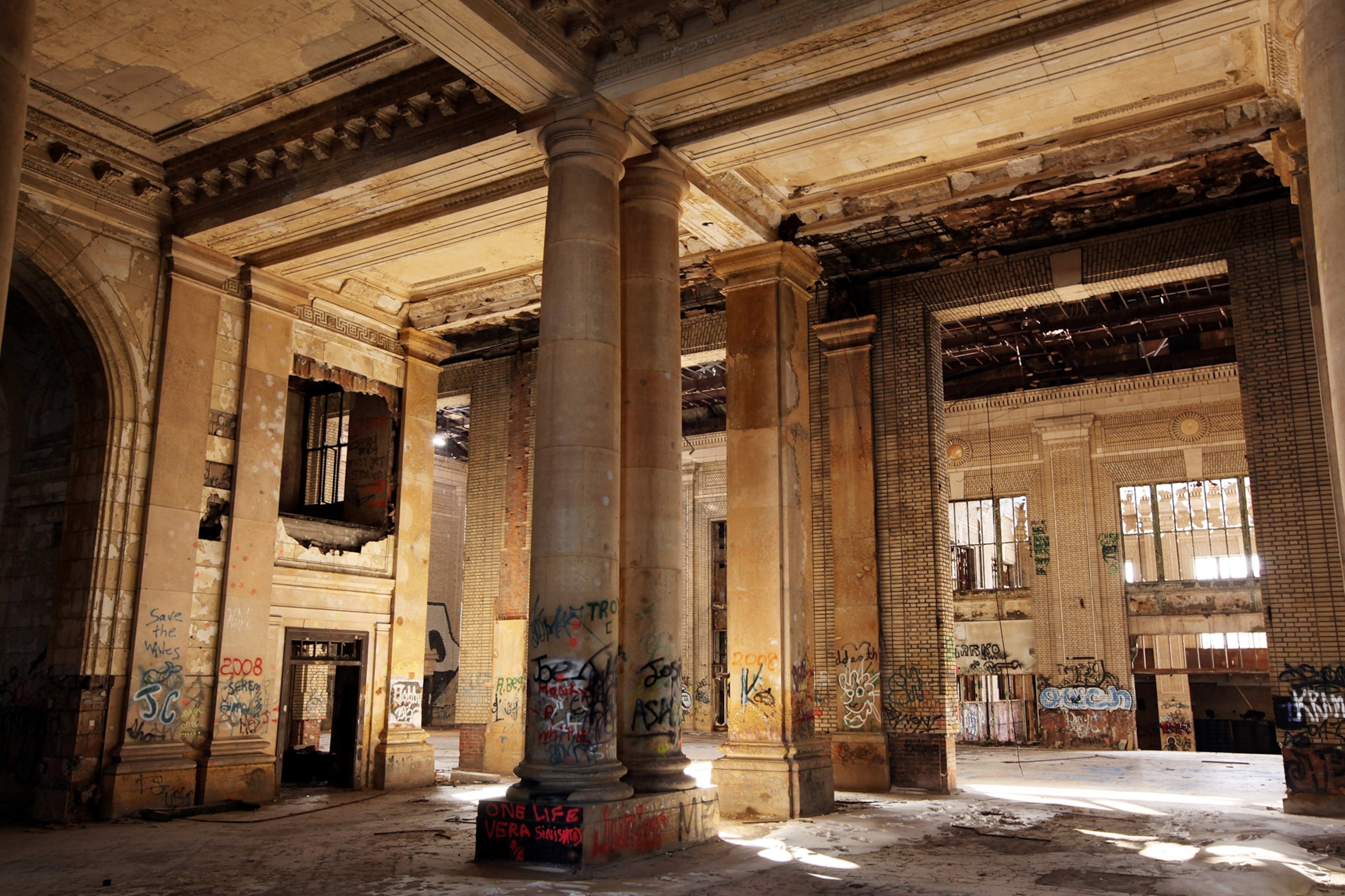 the interior of Michigan Central Station in Detroit, Michigan