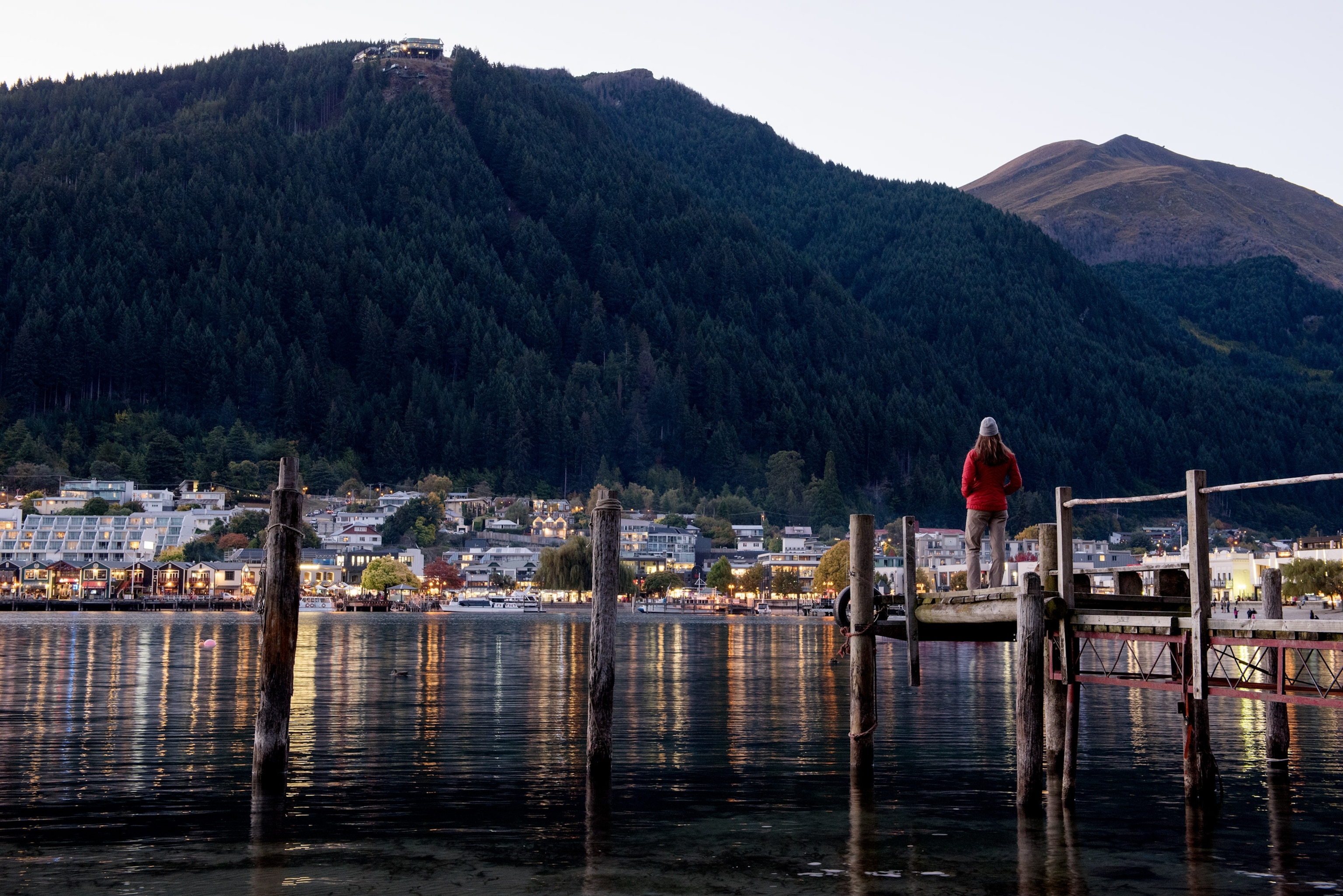 the waterfront of Lake Wakatipu in Queenstown on the South Island of New Zealand