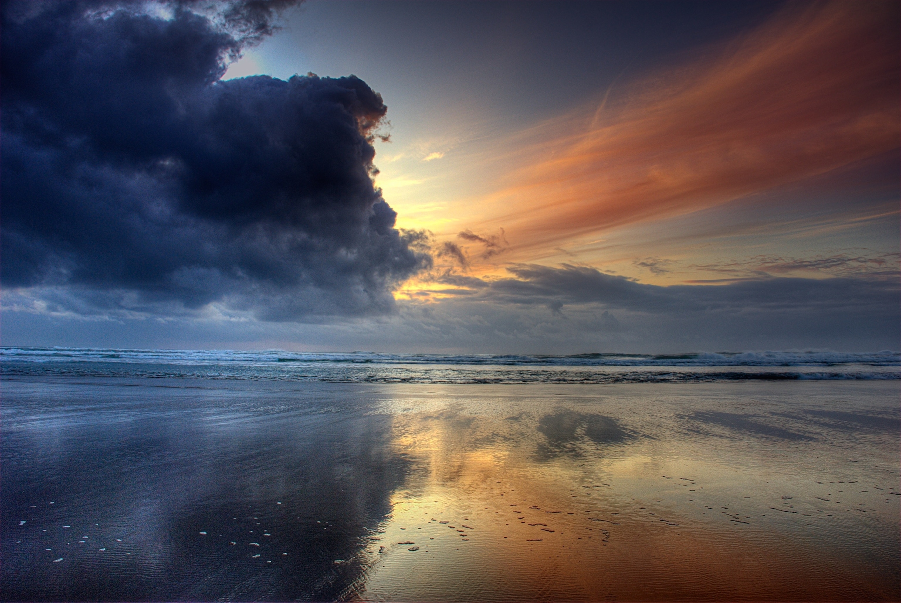 a storm passing over the water