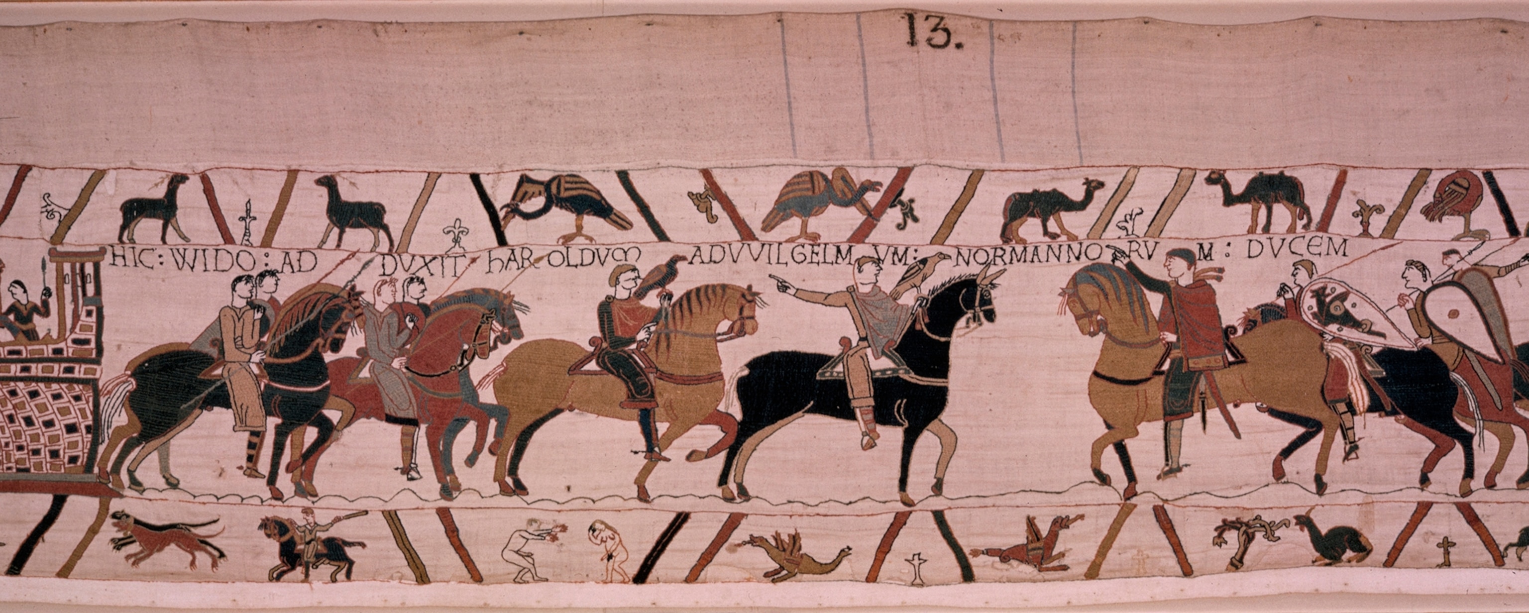 Scene in Bayeux Taperstry where Guy brings Harold to William I.