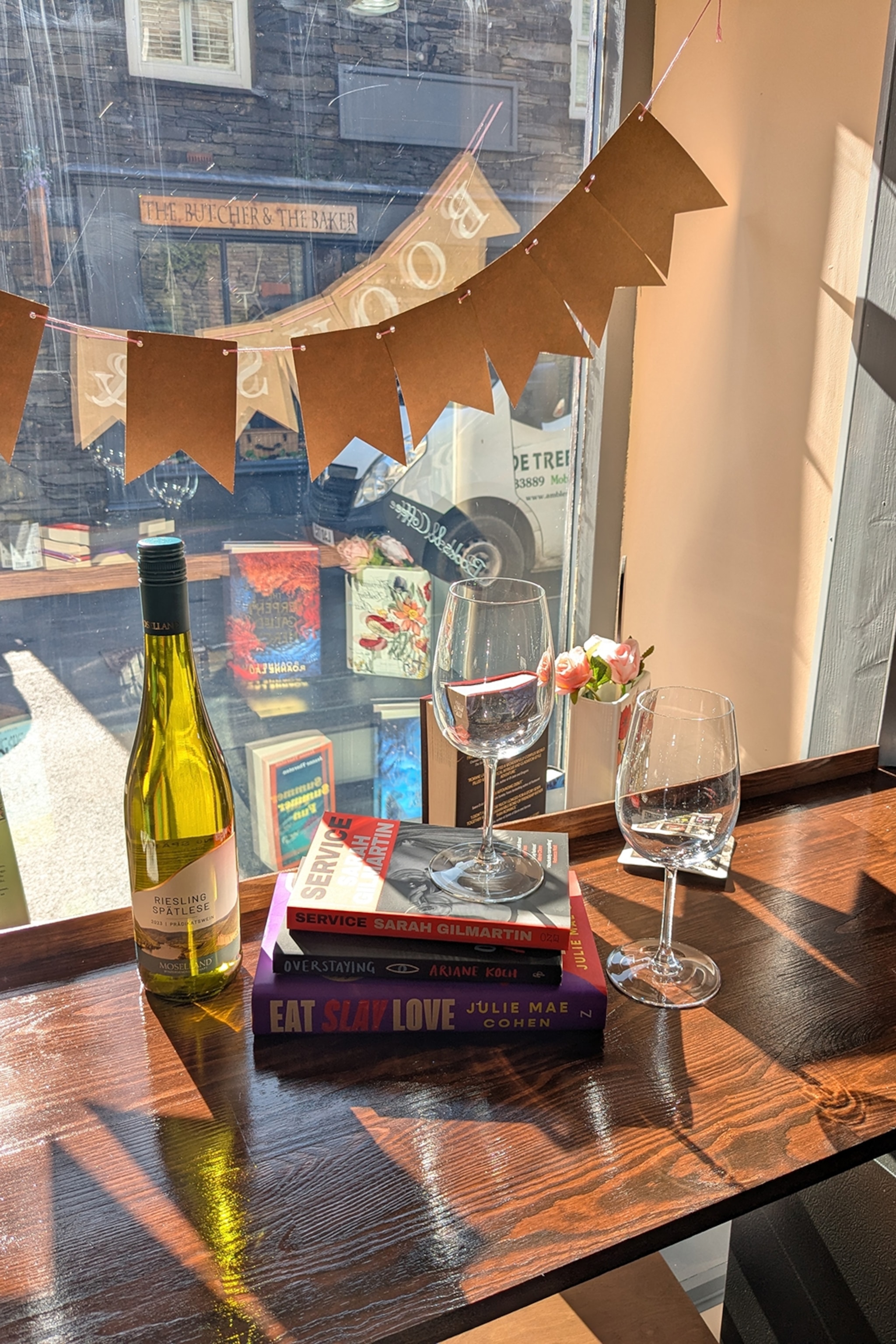 drinks in a book bar