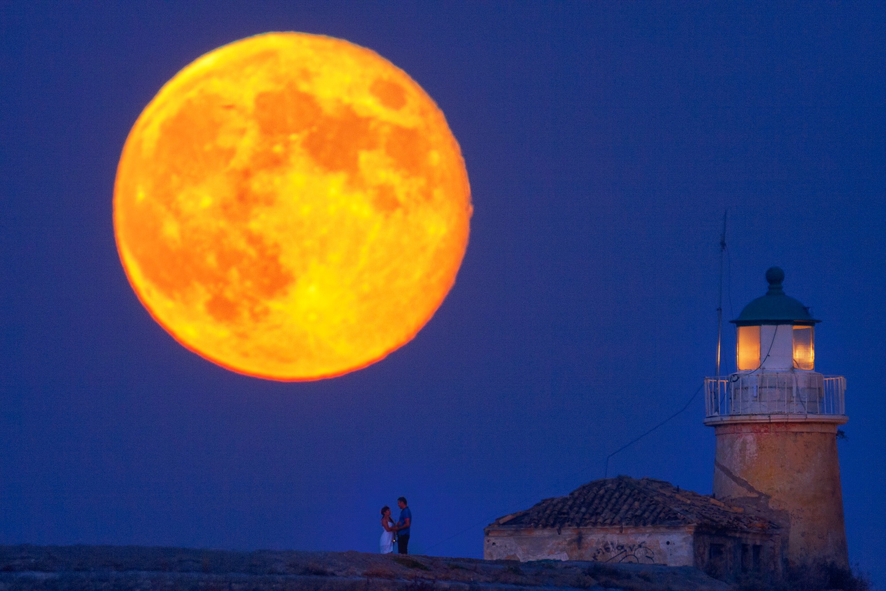 the June 23 supermoon over the Old Fortress of Corfu in Greece