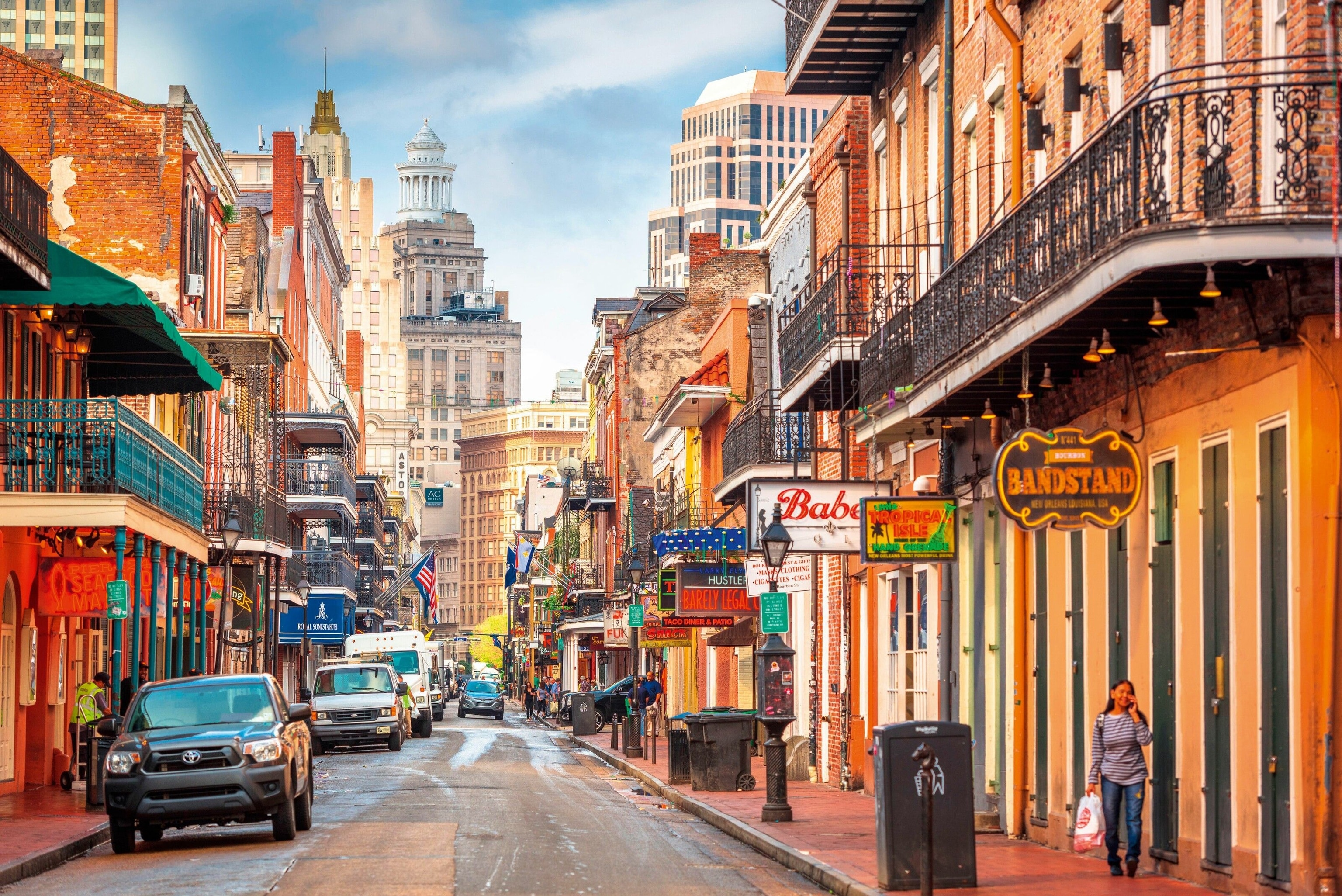 The popular Bourbon Street in New Orleans, one of the oldest streets in the U.S.