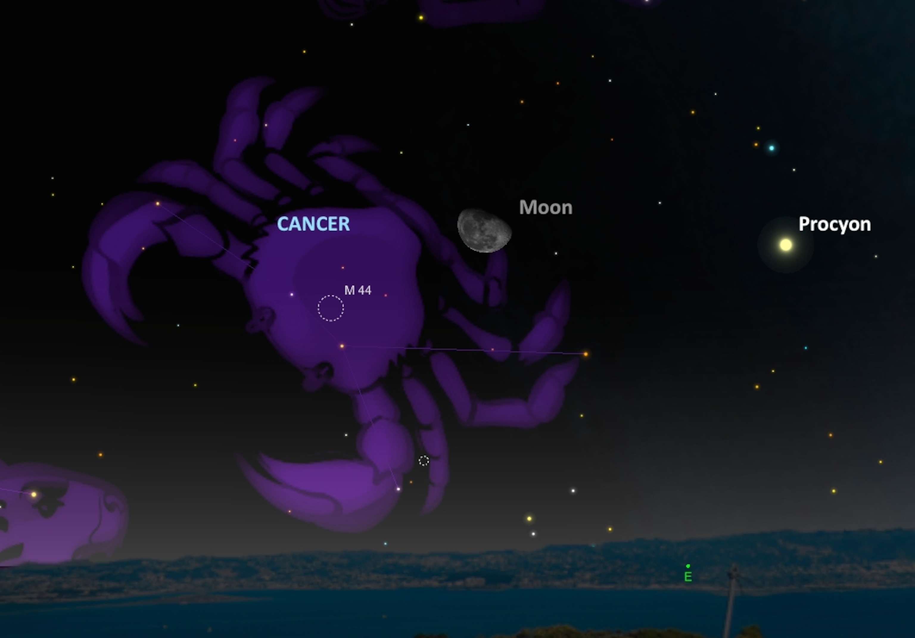 the November 18th skychart featuring the Cancer constellation