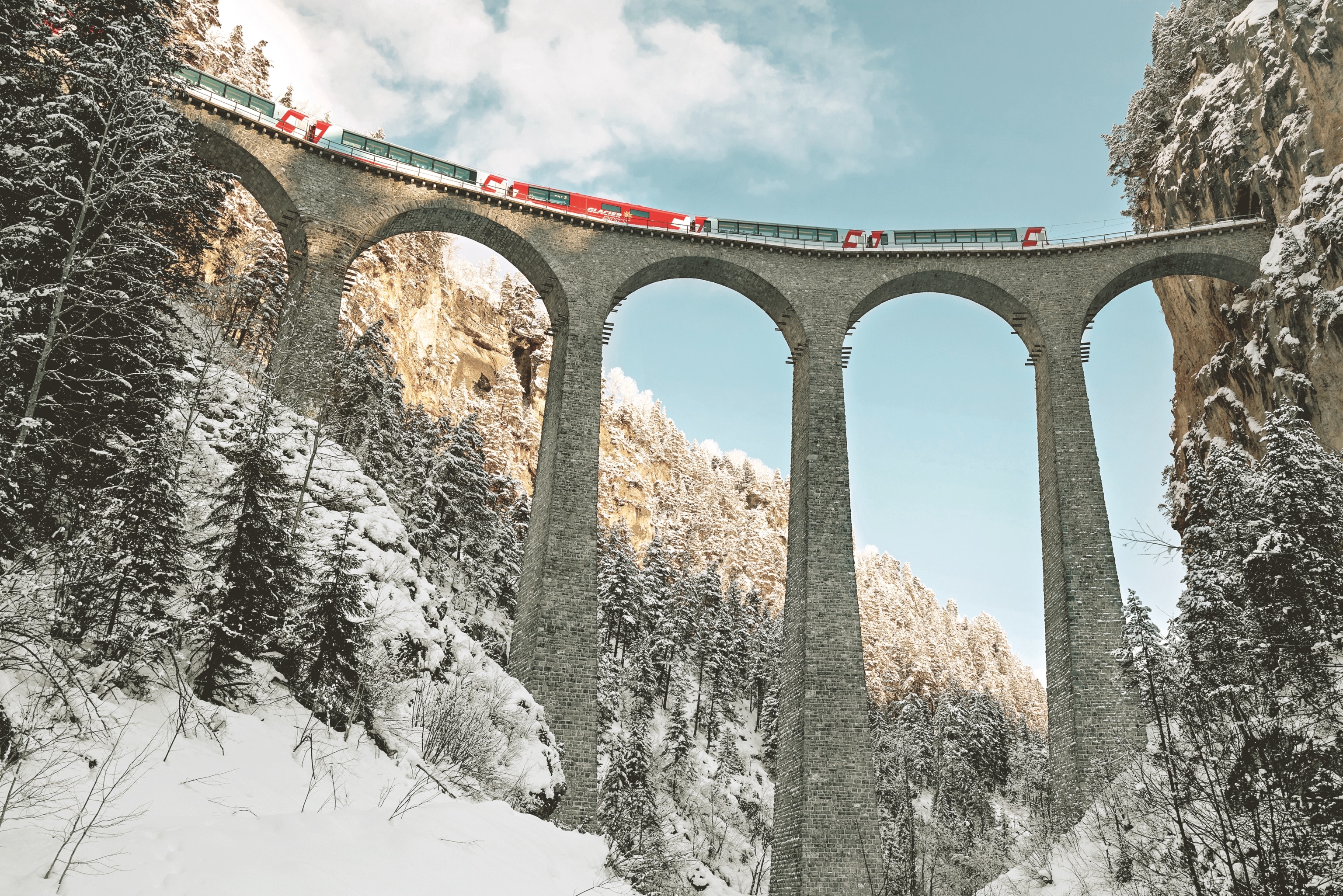 Aerial photo of Brusio Circular Viaduct