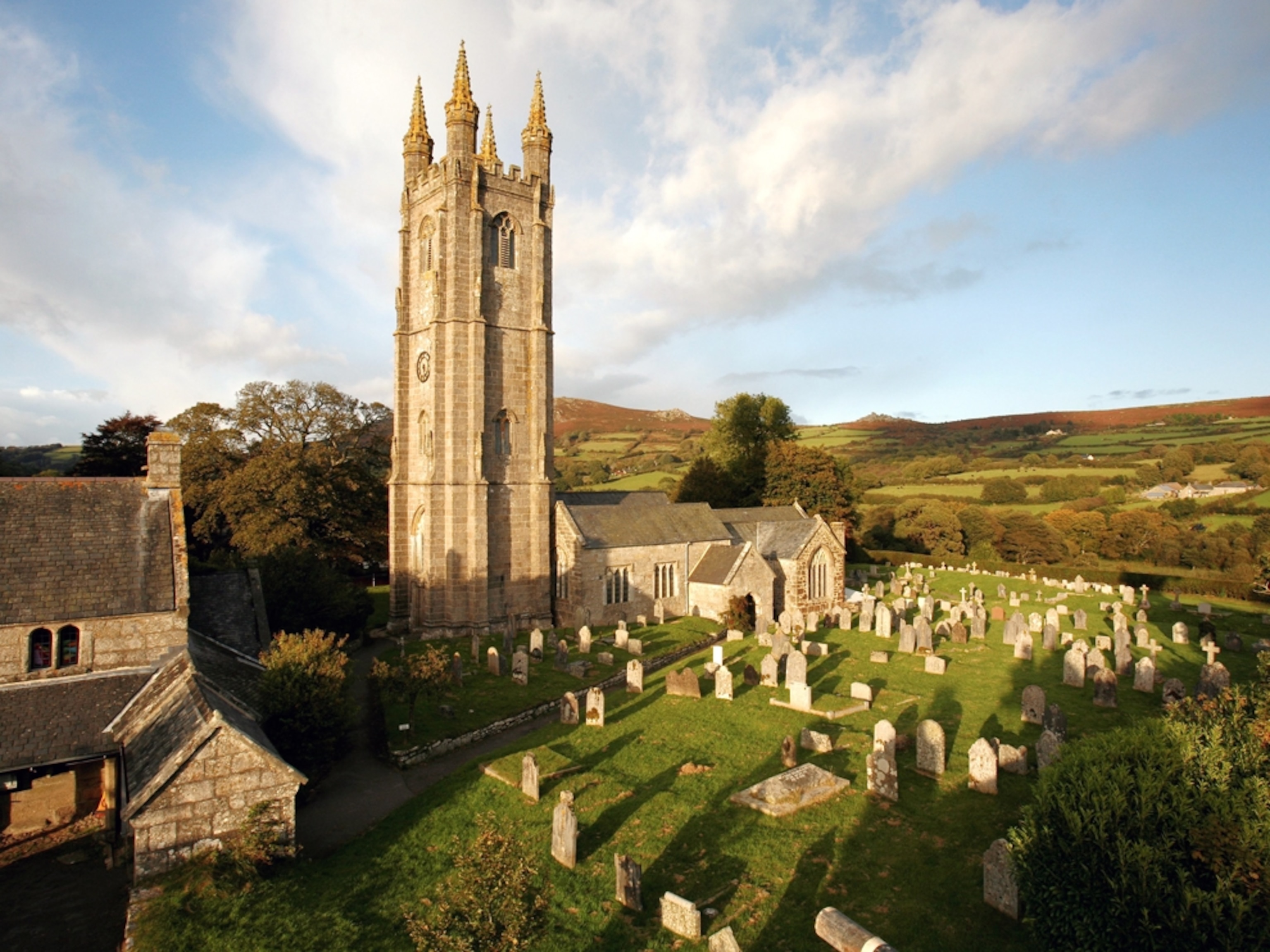 Church and cemetery in Dartmoor National Park