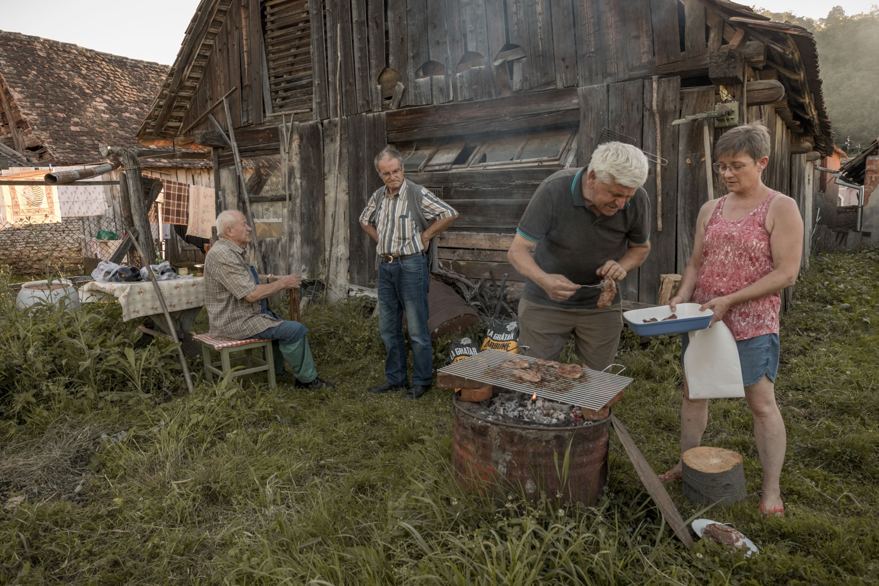 people cooking outside