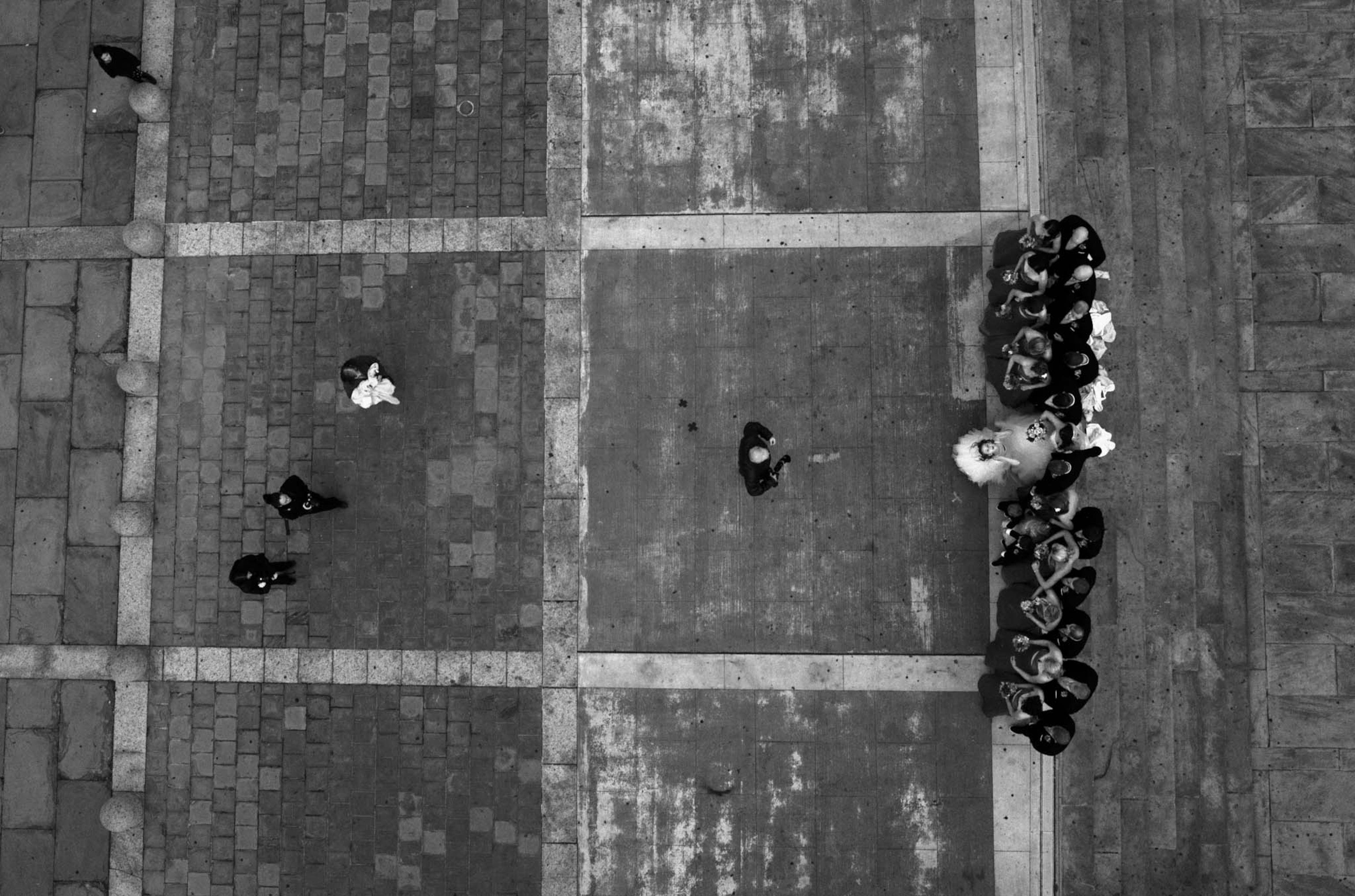 wedding party from the air