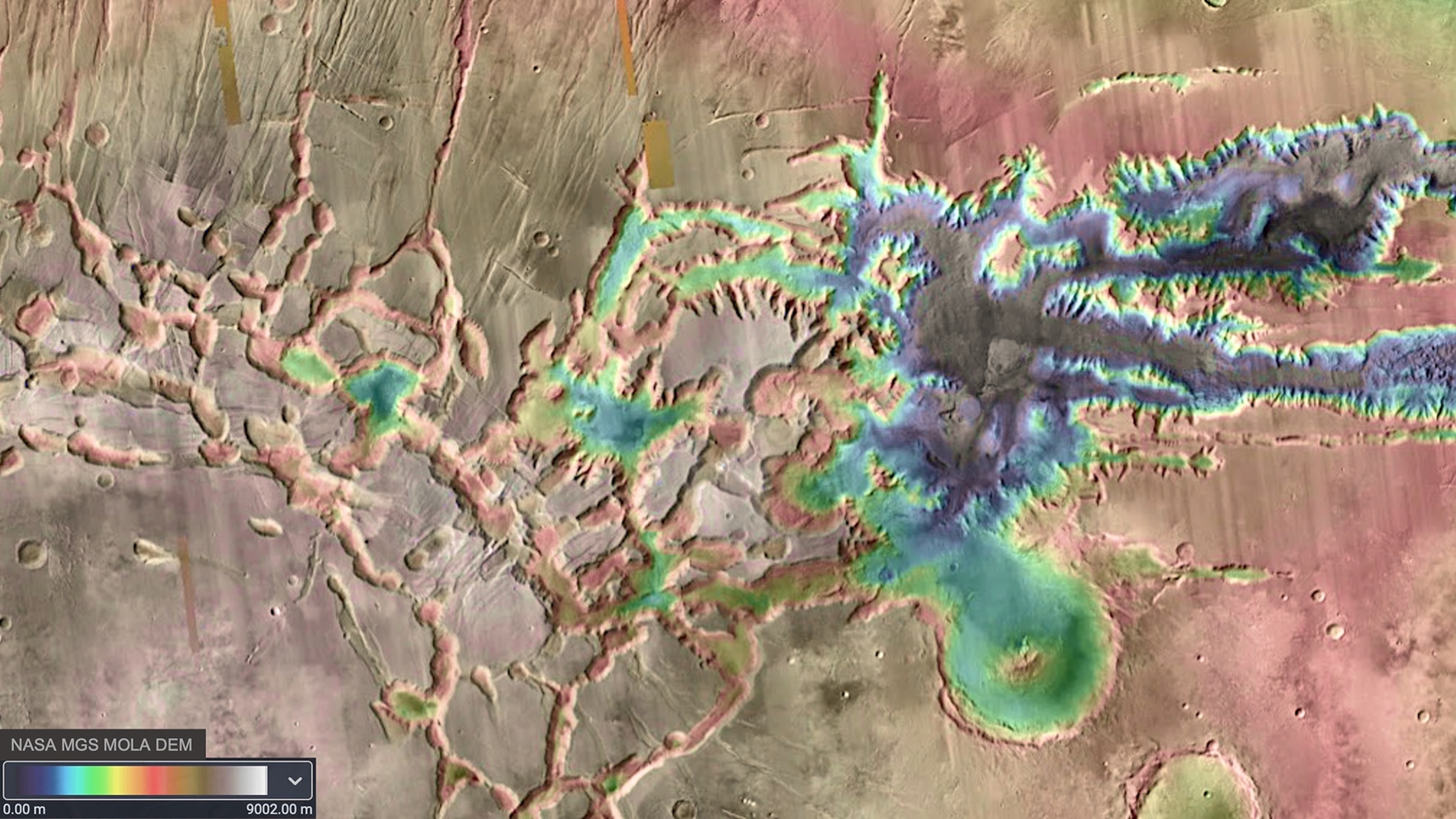 Topographic map of the Noctis volcano.