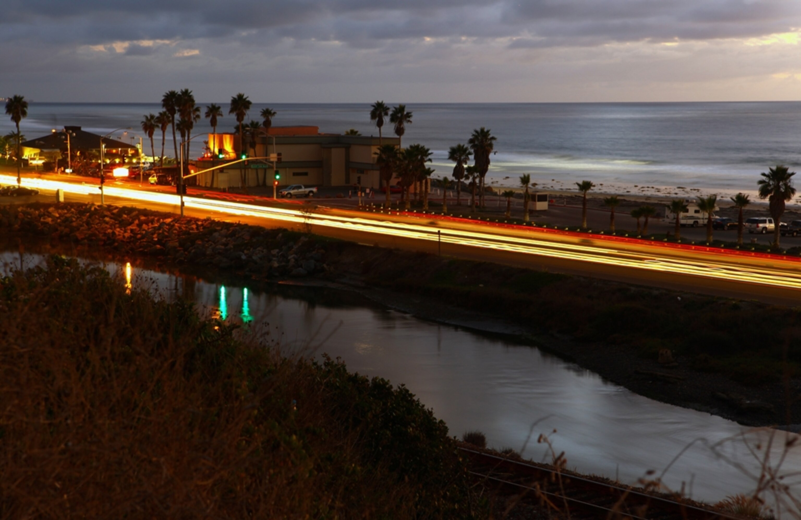 The 101 highway is a California icon, this part of it runs between a popular surf spot, Cardiff Reef, and the San Elijo Lagoon.