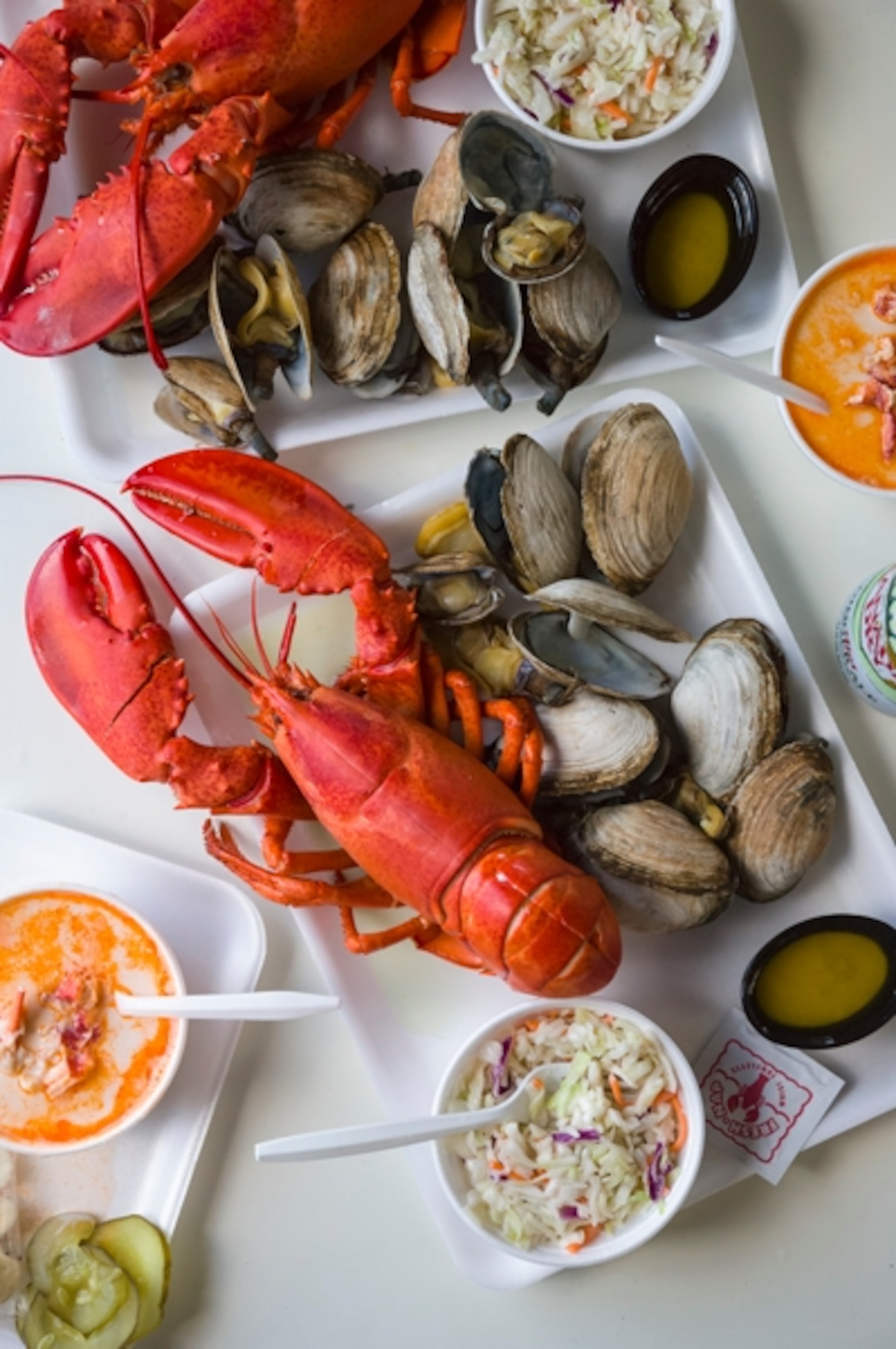 a lobster dinner from Young's Lobster Pound in Belfast, Maine.