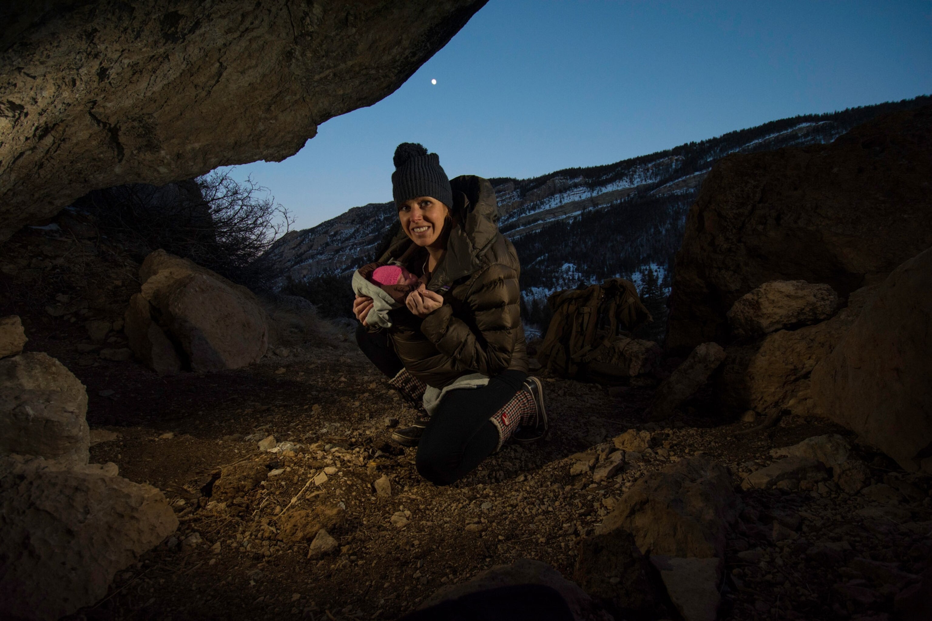 Woman posing for camera trap